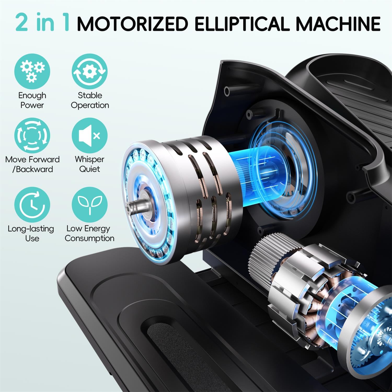Under Desk Elliptical Machine,Morelax Ellipse Leg Exerciser for Seniors,Quiet & Portable Electric Seated Pedal Exerciser with Resistance Bands,Remote Control Without Battery&12 Adjustable Speeds