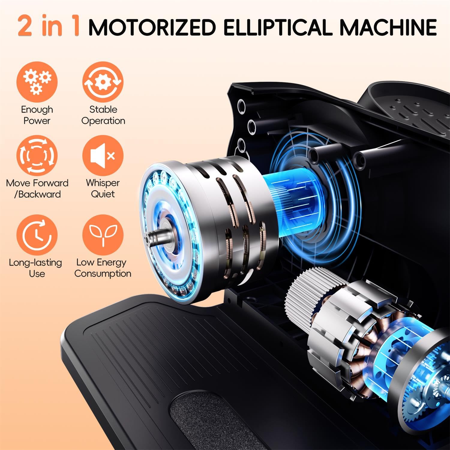 Mothers' Day Gifts from Daughter -Under Desk Elliptical Machine,Morelax Ellipse Leg Exerciser for Seniors,Quiet & Portable Mini Electric Seated Pedal Exerciser with Remote Control Without Battery & 12 Adjustable Speeds（Orange）