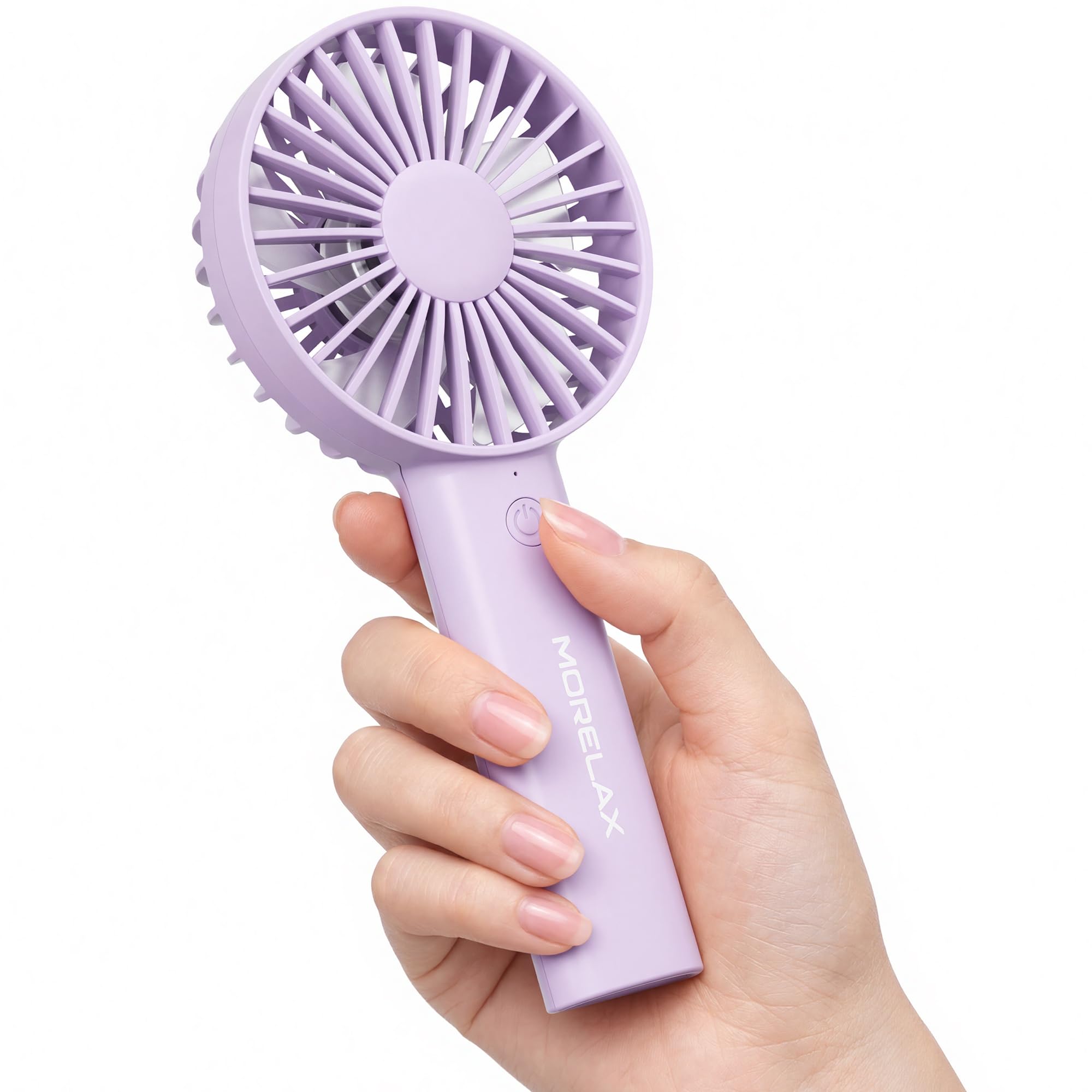 Jancane Handheld Fan, USB Rechargeable Mini Portable Fan with Base, 10H Battery, Strong Wind, Small & Powerful, Cute Design for Travel, Makeup, Girls Women Summer Gift (Purple)