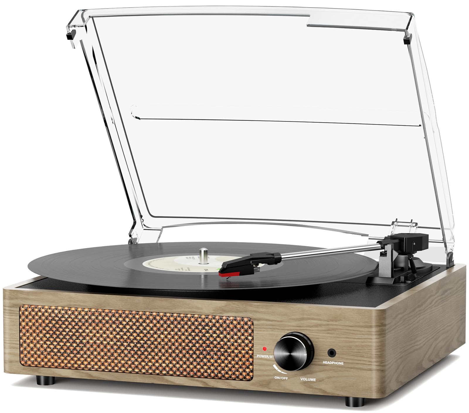Bluetooth Vinyl Record Player,3-Speed Turntable with Stereo Speakers Vintage Phonograph Record Player, with RCA Line Out AUX in Headphone Jack Grey Wood