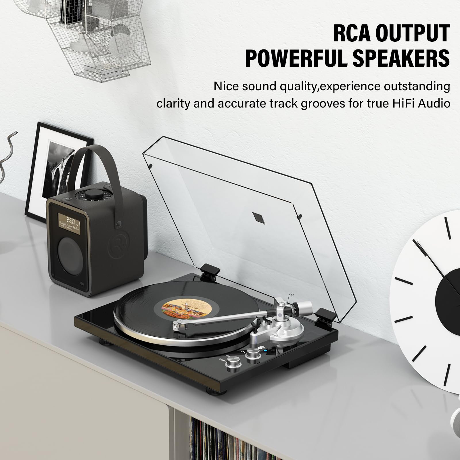 Vinyl Record Player Belt-Drive Turntable for Vinyl Records with Bluetooth Connectivity, USB Digital Output, Magnetic Cartridge & Adjustable Counterweight, AT-3600L, 33 or 45 RPM