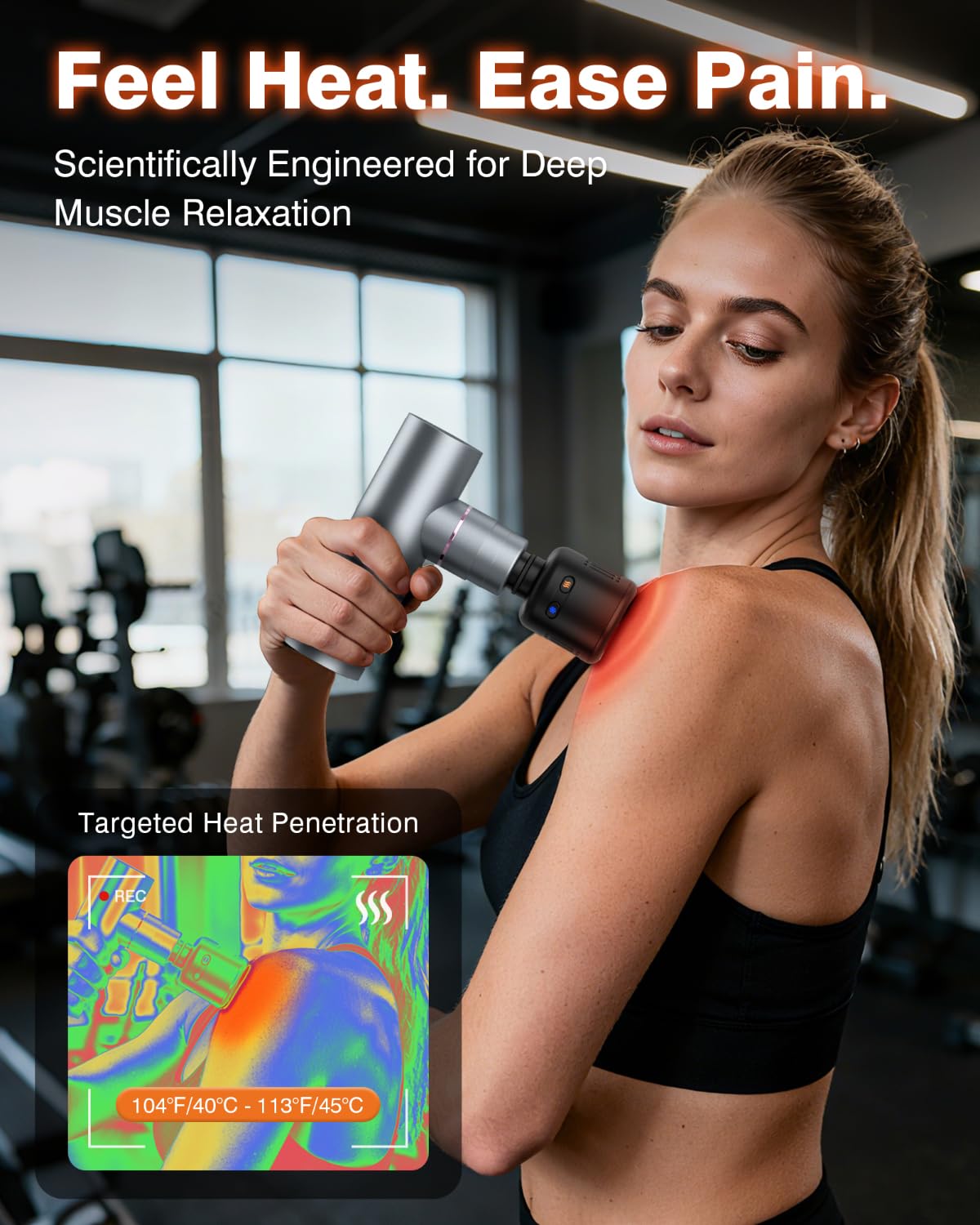 cotsoco Massage Gun with Heat and Cold Therapy, Full-Metal Handheld Electric Massager Deep Tissue for Body Muscle Pain Relief, Silent Portable Percussion Massage Gun for Athletes and Recovery Gifts