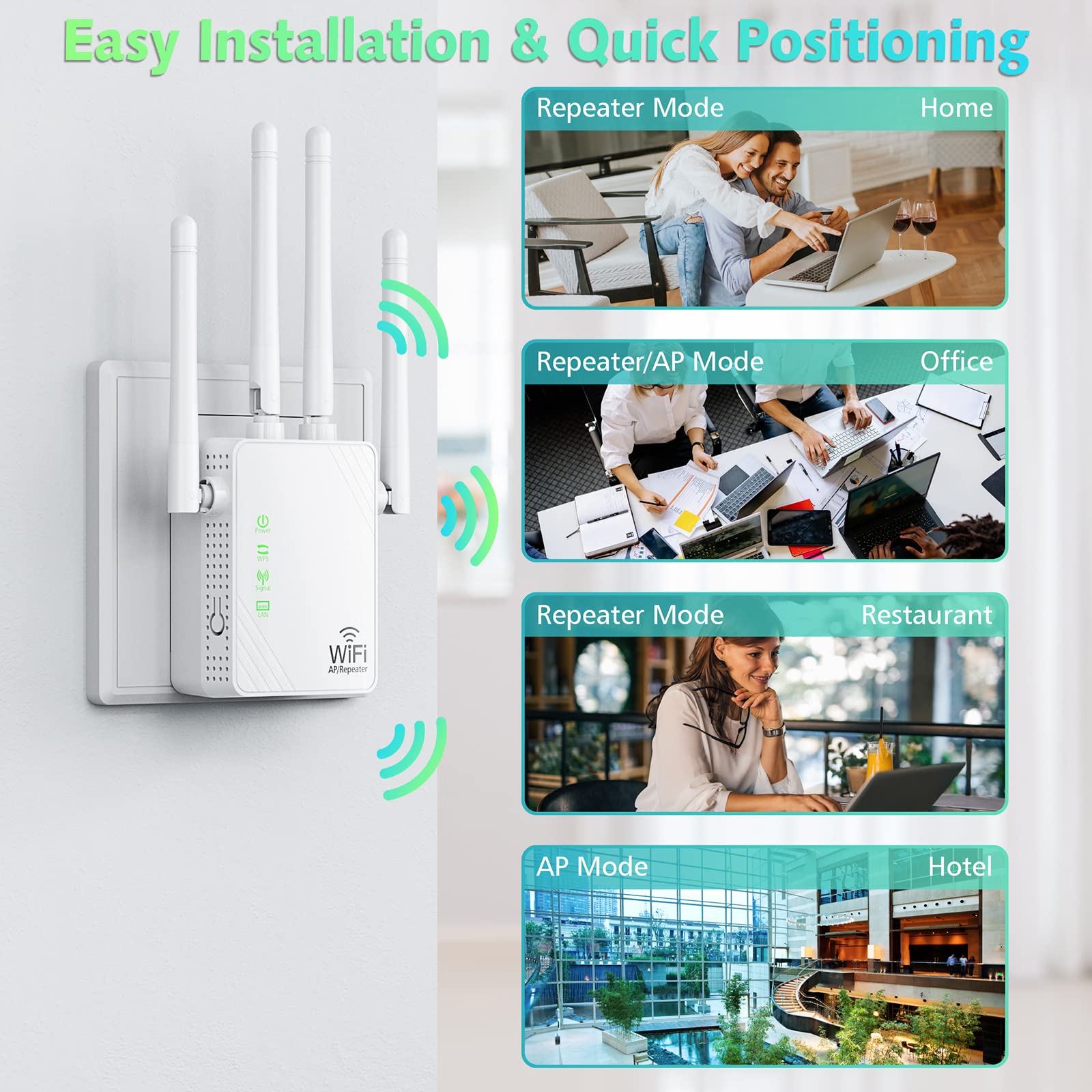 WiFi Extender Signal Booster Up to 5000sq.ft and 45 Devices,with Ethernet Port