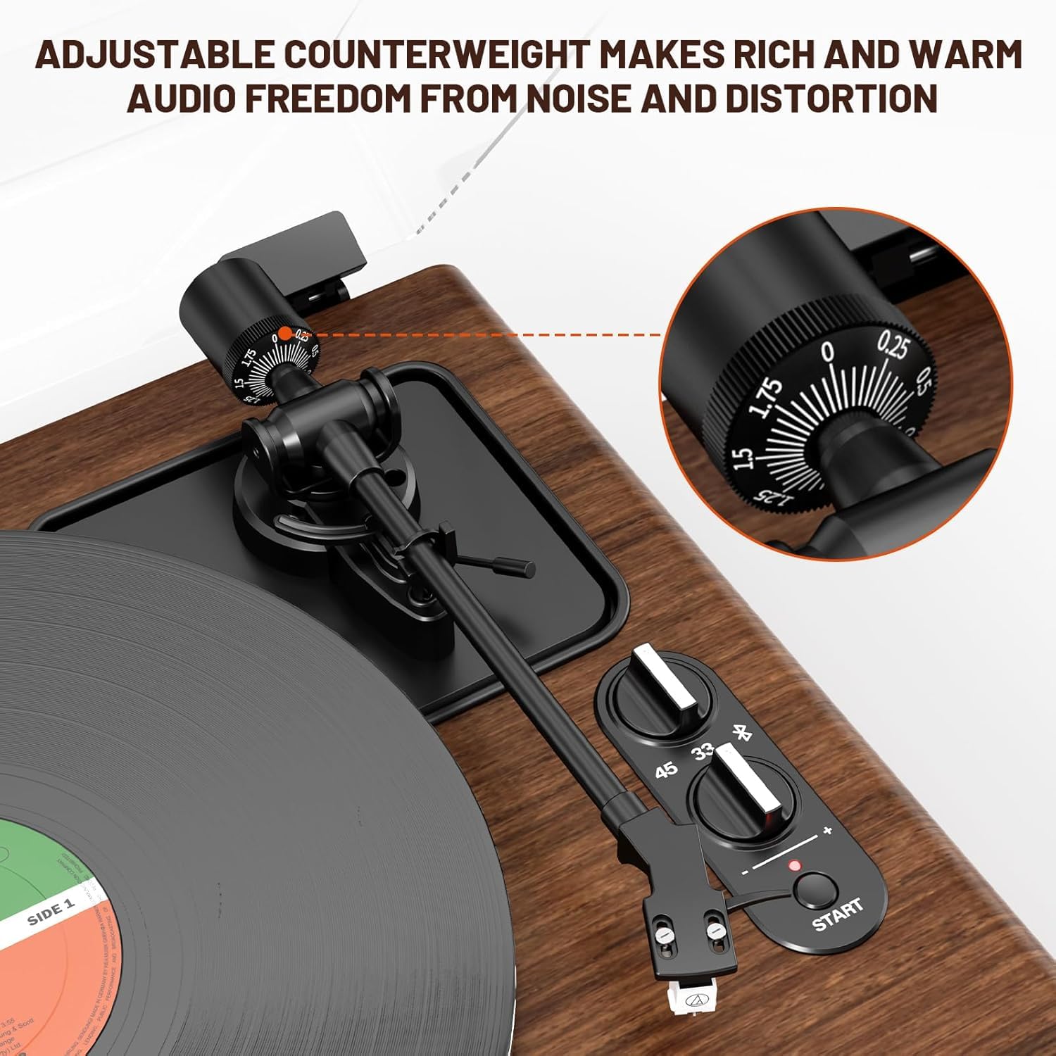 FEKTIK Vinyl Record Player with Magnetic Cartridge,High Fidelity Belt Drive Turntable with Built-in Speakers, Bluetooth Playback and Aux-in Functionality, Auto Off