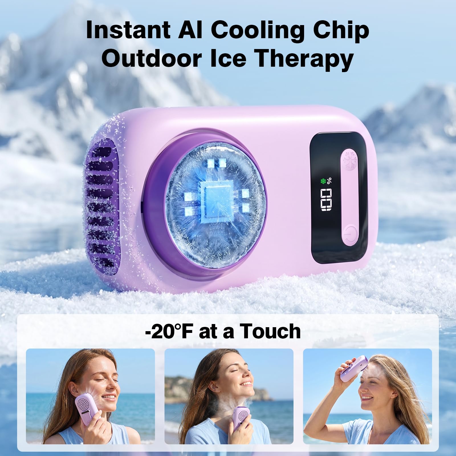 Morelax Portable Neck Fan with Ice Cooling,Rechargeable Handheld Desk