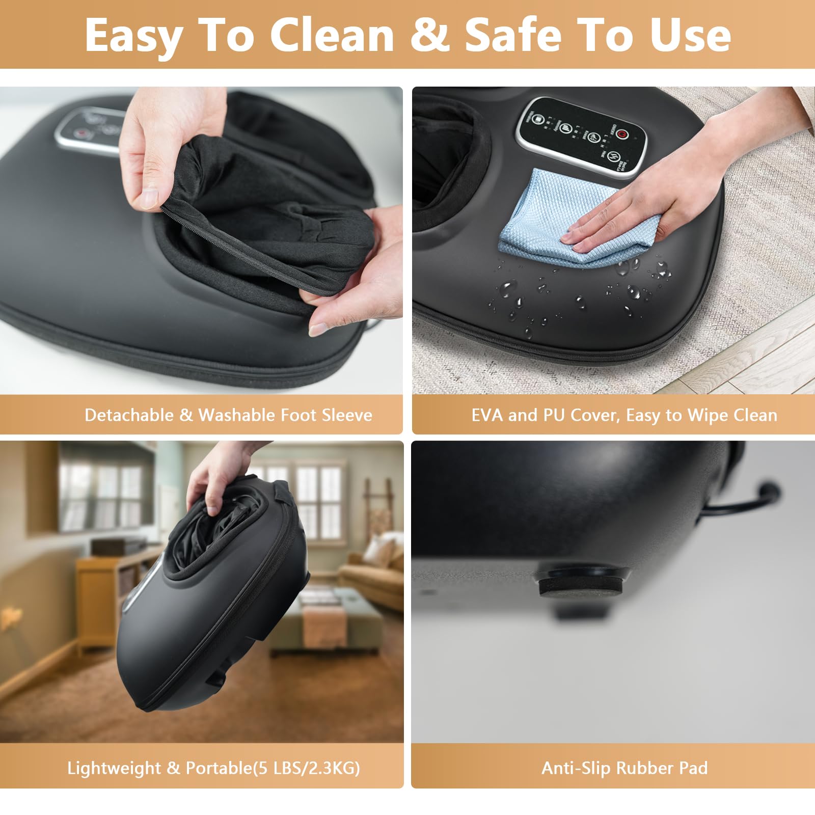 cotsoco Shiatsu Foot Massager with Heat, Deep Kneading Therapy Air Compression, Foot Massage Improve Blood Circulation Feet Massager Wellness Soothing Pain Relief, Gifts for Men Women