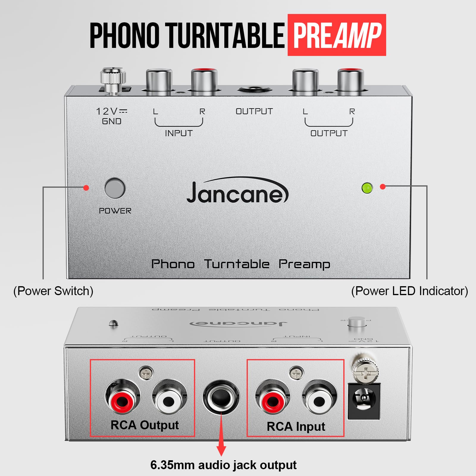 Phono Preamp for Record Player,with Power Switch&12 Volt DC Adapter