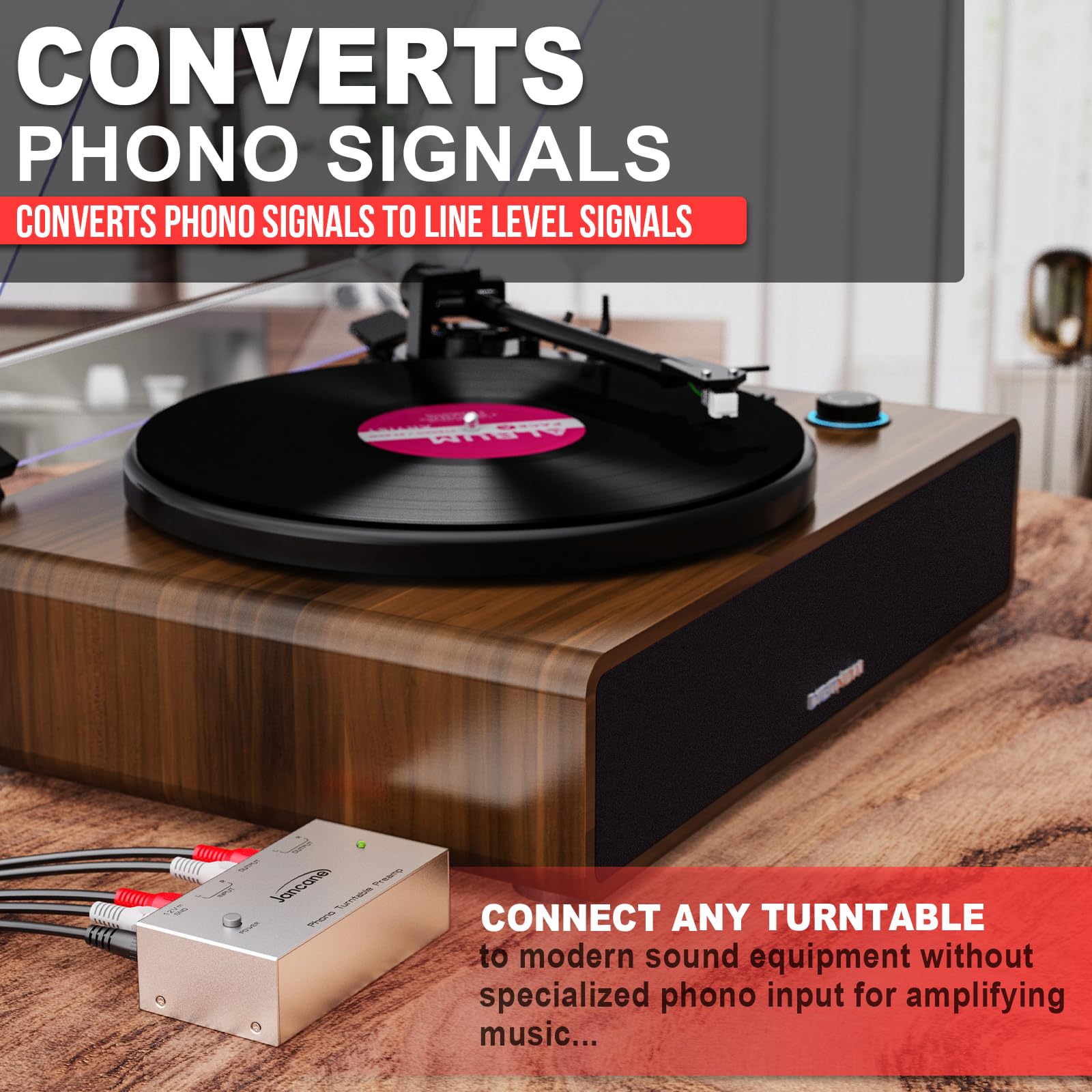 Préampli Phono 3 Bandes - Compatible Cartouches MM/MC - Entrée/Sortie XLR 5 Broches - Pour Platine Vinyle, Tourne-Disque (Prise EU)