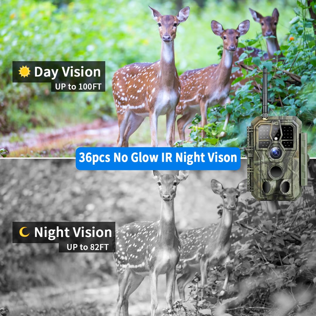 32MP 1296P Hunting Scouting Game Surveillance Camera with 120°Wide-Angle 0.1s Trigger Speed Motion Activated,100ft Infrared Night Vision & IP66 Waterproof