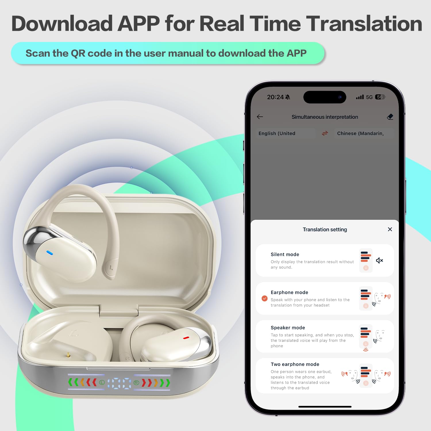 AI Translation Earbuds Real Time, 144 Language Translator Ear buds, Audifonos Traductores Inglés Español, 3-in-1 Translating Wireless Earphones Bluetooth Headphones for Travel Learning Business