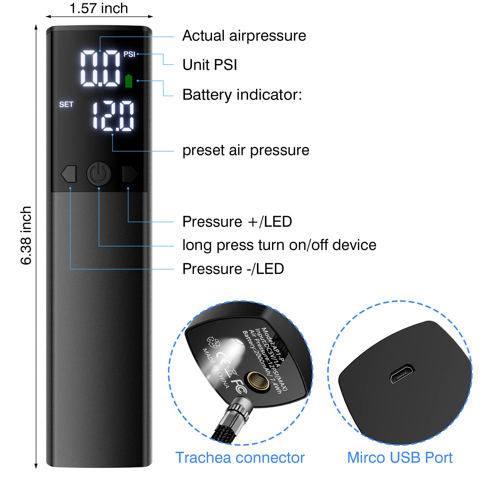 Fast Ball Inflation with Accurate Pressure Gauge&Digital LCD Display