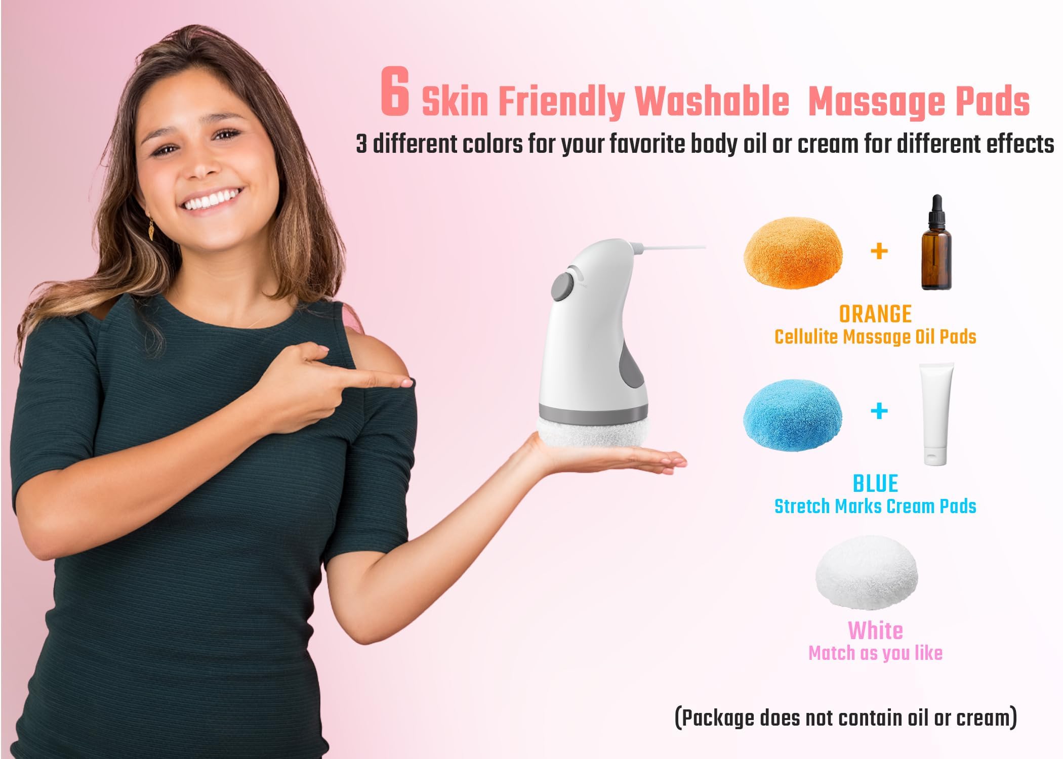 Cellulite Massager, Body Sculptor for Belly Fat with 6 Skin Friendly Washable Pads Handheld Body Sculpting Machine for Belly, Waist, Butt Arms, Legs - Full Body Sculpting Massager at Home