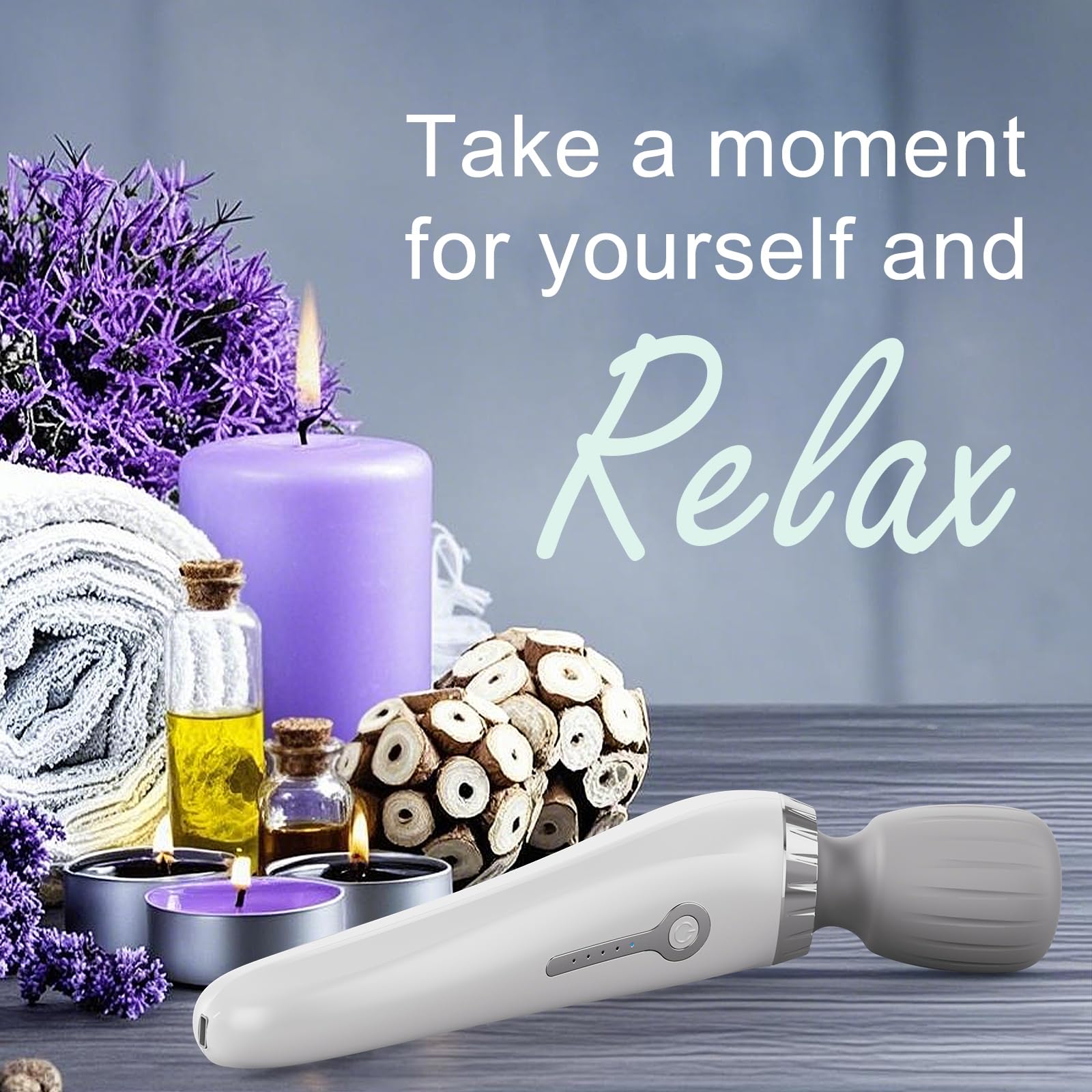 Handheld Massager, Cordless Electric Back Massager, Portable 5 Speeds Deep Tissue Massage for Relaxation, Sports Recovery, Pain Relief, Back, Leg, Shoulder, Waist, Neck, Gifts for Men Women-White