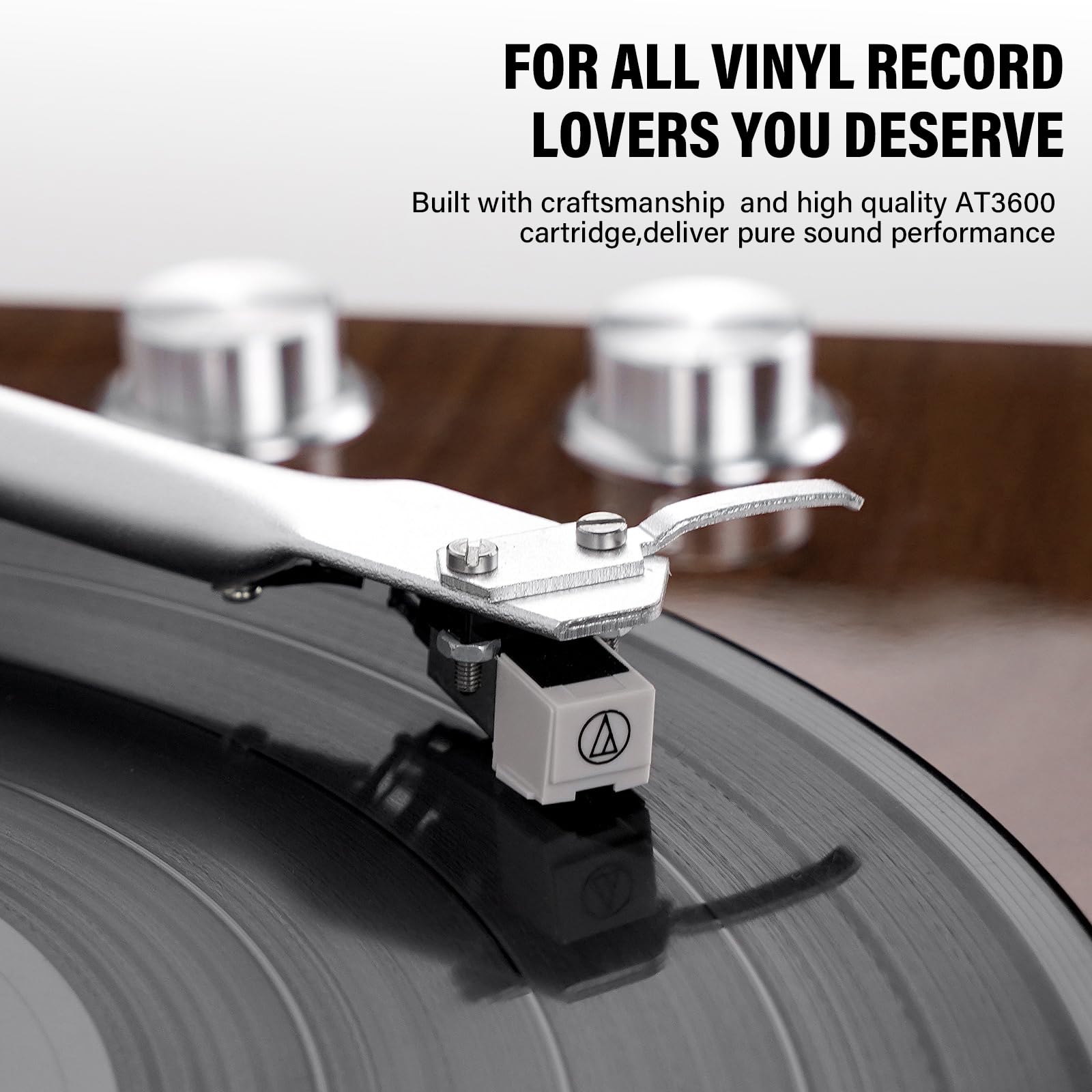 Belt Drive Turntable for Vinyl Record Player,Connect with Bluetooth Speakers or Active Speaker,Built-in Phono Pre-amp,USB Digital Output, Magnetic Cartridge,High-Gloss Wood Design(Brown)