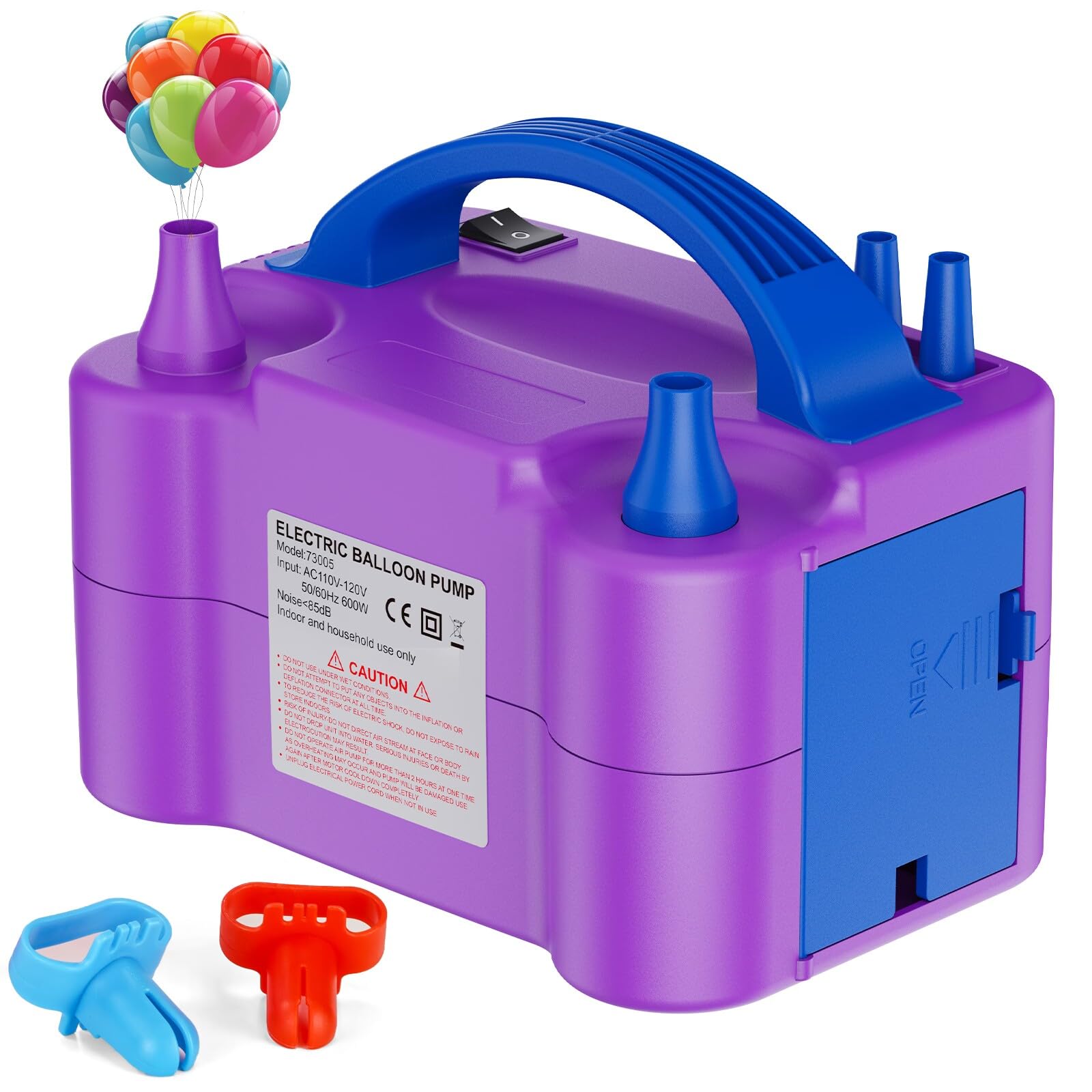 Electric Balloon Pump, Dual Nozzle Balloon Air Inflator -Purple