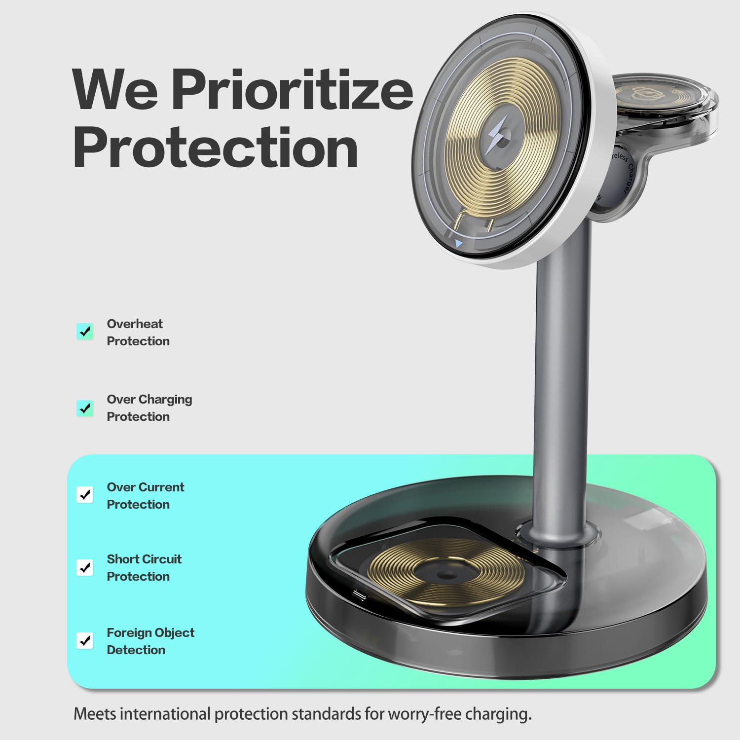 3 in 1 Wireless Charging Station Compatible with MagSafe, 15W Fast Charging Magnetic Mag-Safe Charger Stand for Apple iPhone 17 16 15 14 13 12Series Apple Watch AirPods Pro 4 3 2, Gifts for Men Women