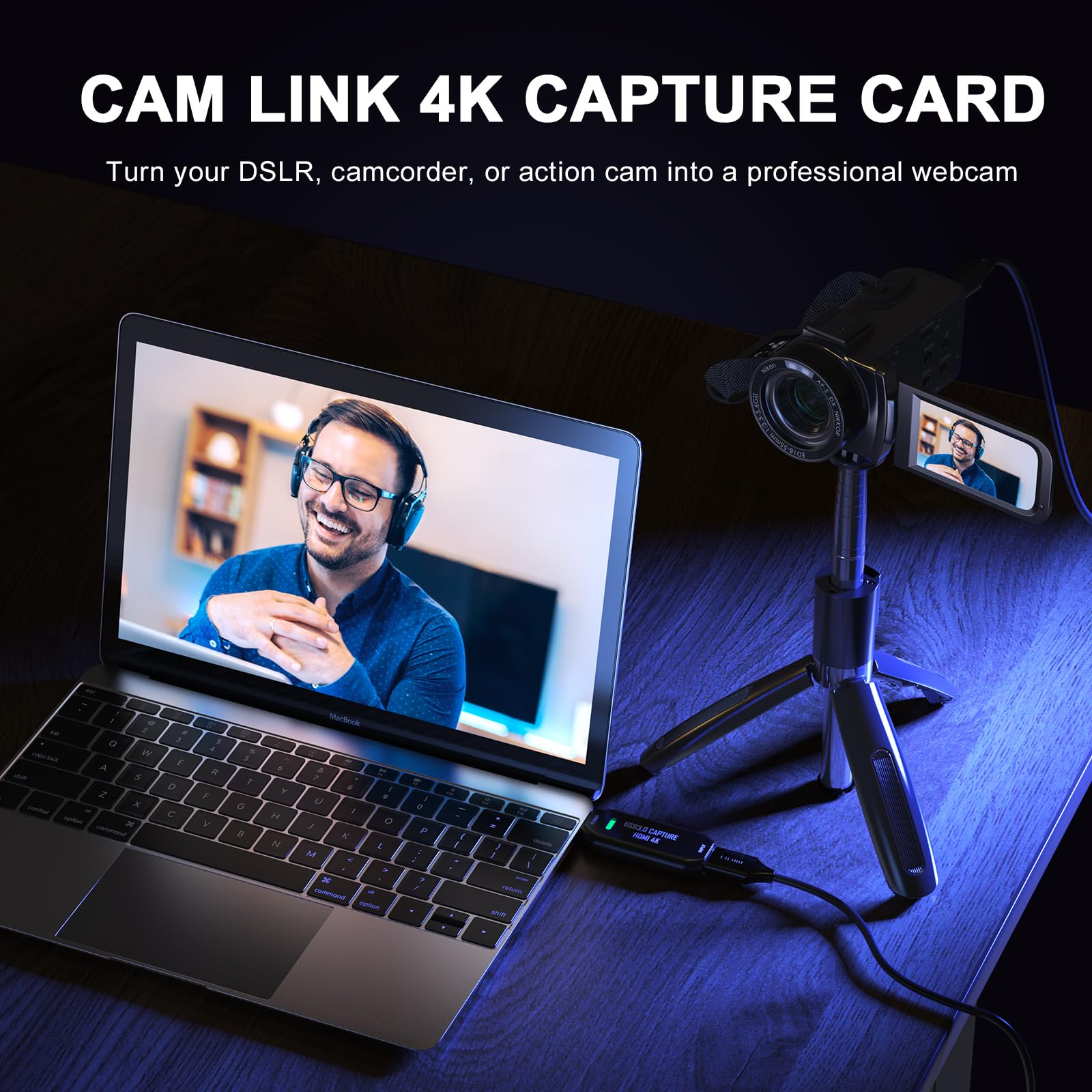 Cam Link 4K, USB 3.0 HDMI Capture Card, Stream and Record in 2K50 or 1080P 60FPS