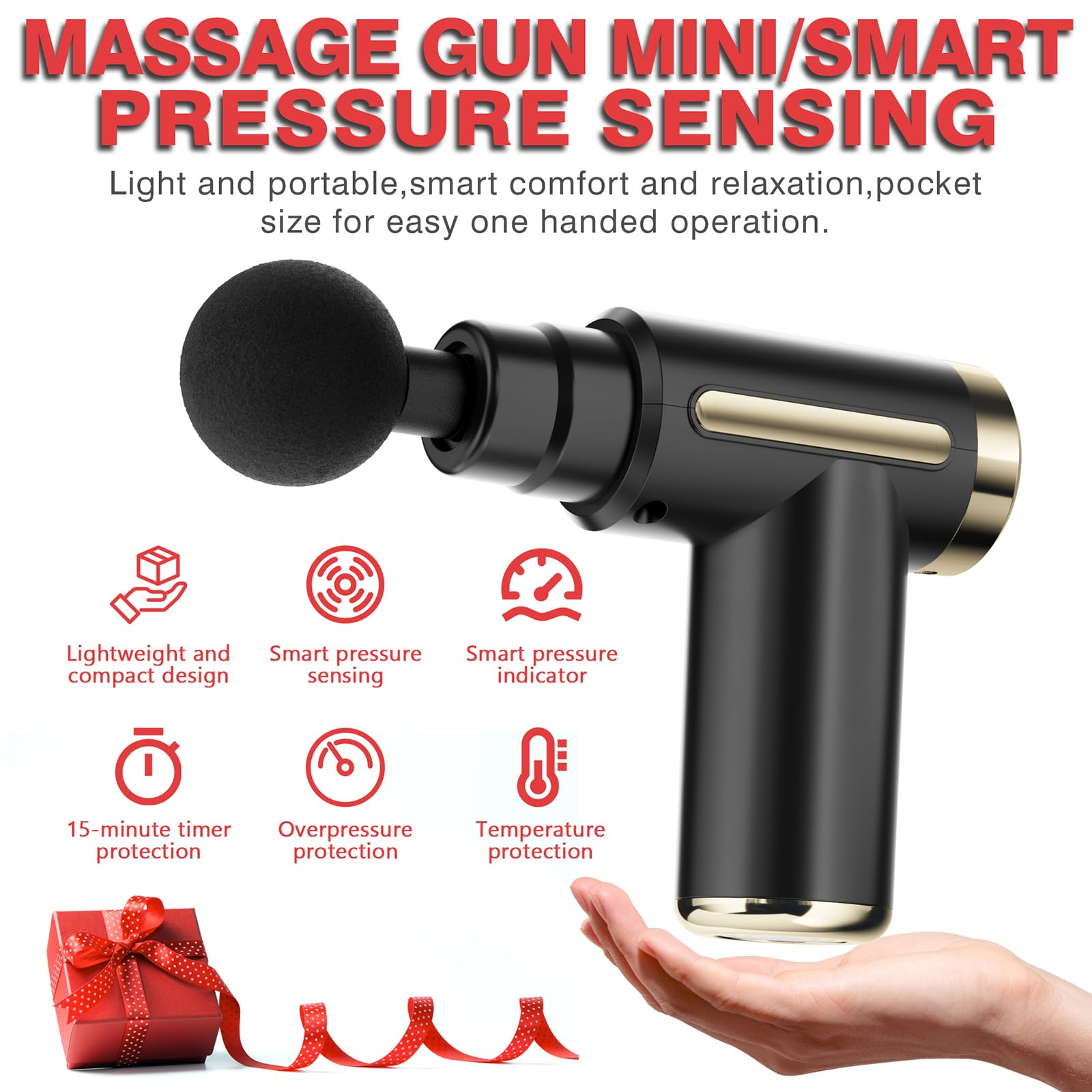 Mini Massager Gun, Type-C Charging, for Back Neck Leg Pain Relief