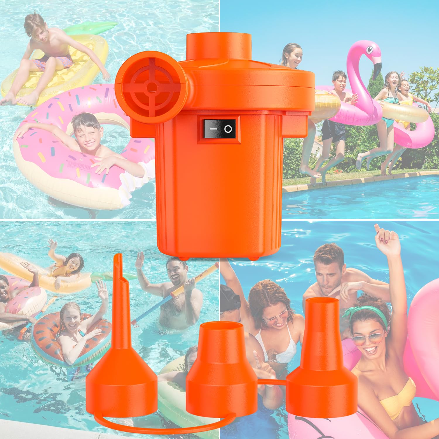 Electric Air Pump for Inflatables,Portable Quick-Fill Air Pump with 3 Nozzles,110-120V, Inflator & Deflator Pumps for Outdoor Camping, Air Mattress Beds,Boats,Inflatable Cushion,Couch,Pool Floats