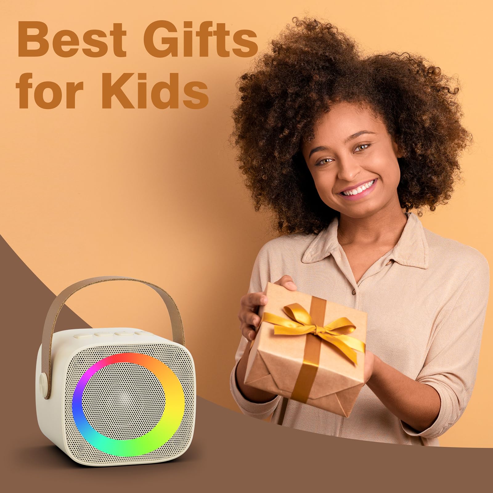 Wireless Portable Bluetooth Karaoke Machine for  Kids Adults（off-White)