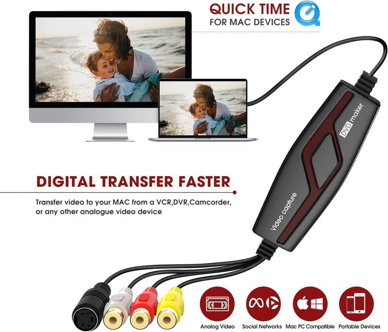 Digitnow VHS To Digital Converter USB Grabber For PC
