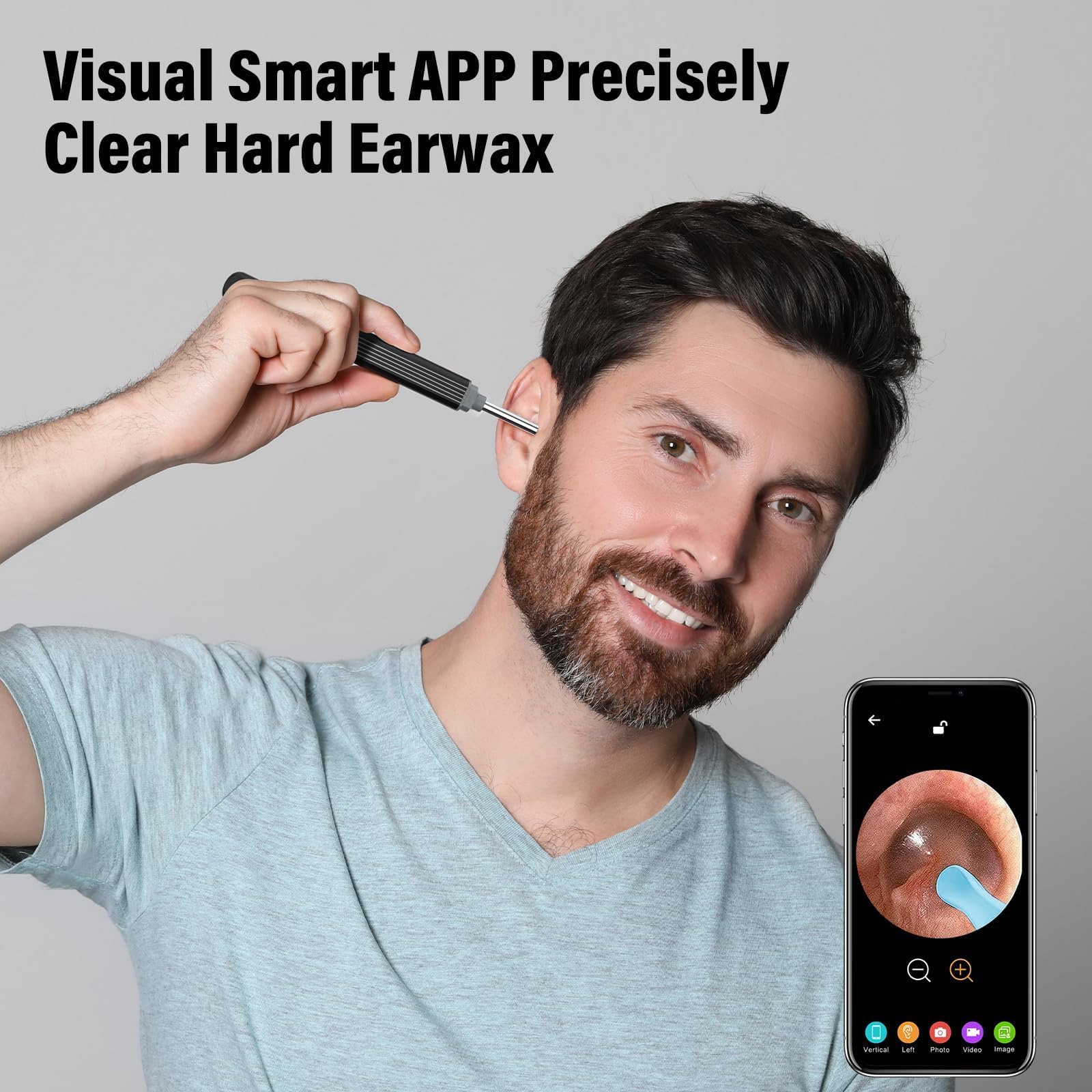 Ear Wax Cleaner with Camera, Earwax Removal, Earwax Removal Tool, with 8 Ears, Earwax Cleaning kit 1080P HD Otoscope - Ear Camera with 6 Ear Scoops - Otoscope Ear Pick for iOS and Android