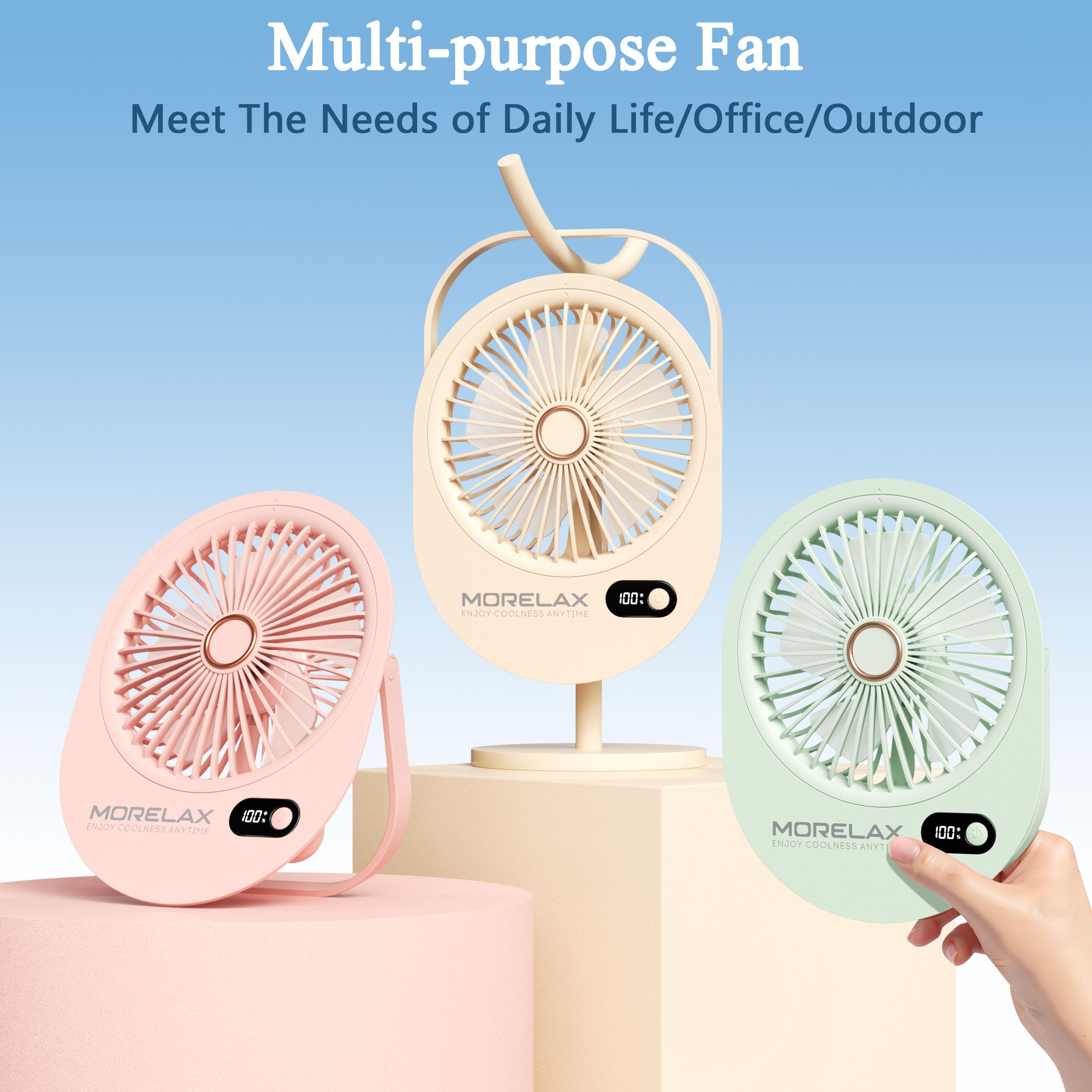 USB Desk Fan,3 IN 1 Rechargeable Portable Fan,180 Adjustable,6 Speed Strong Wind,Mini Personal Desktop Fan for Travel/Cruise/Bedroom/Office/Indoor/Outdoor,Desk Accessories for Women/Men/girls (Beige)