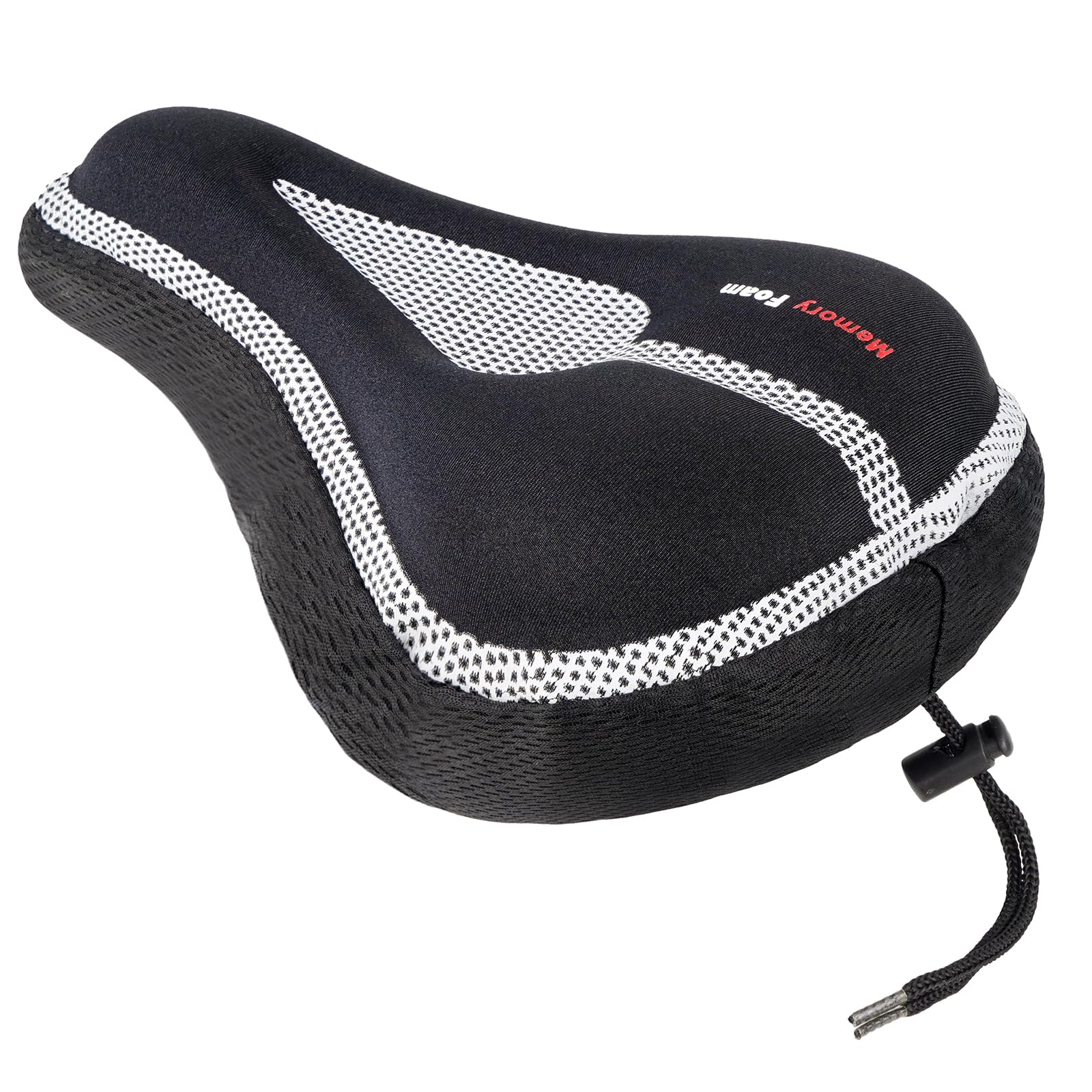 cotsoco Bike Seat Cushion, Memory Foam & Gel Bike Seat Cushion Cover for Men Women, Comfortable Bicycle Seat Cover Saddle fit with Exercise/Mountain Road Cycling Bike, Outdoor & Indoor, black