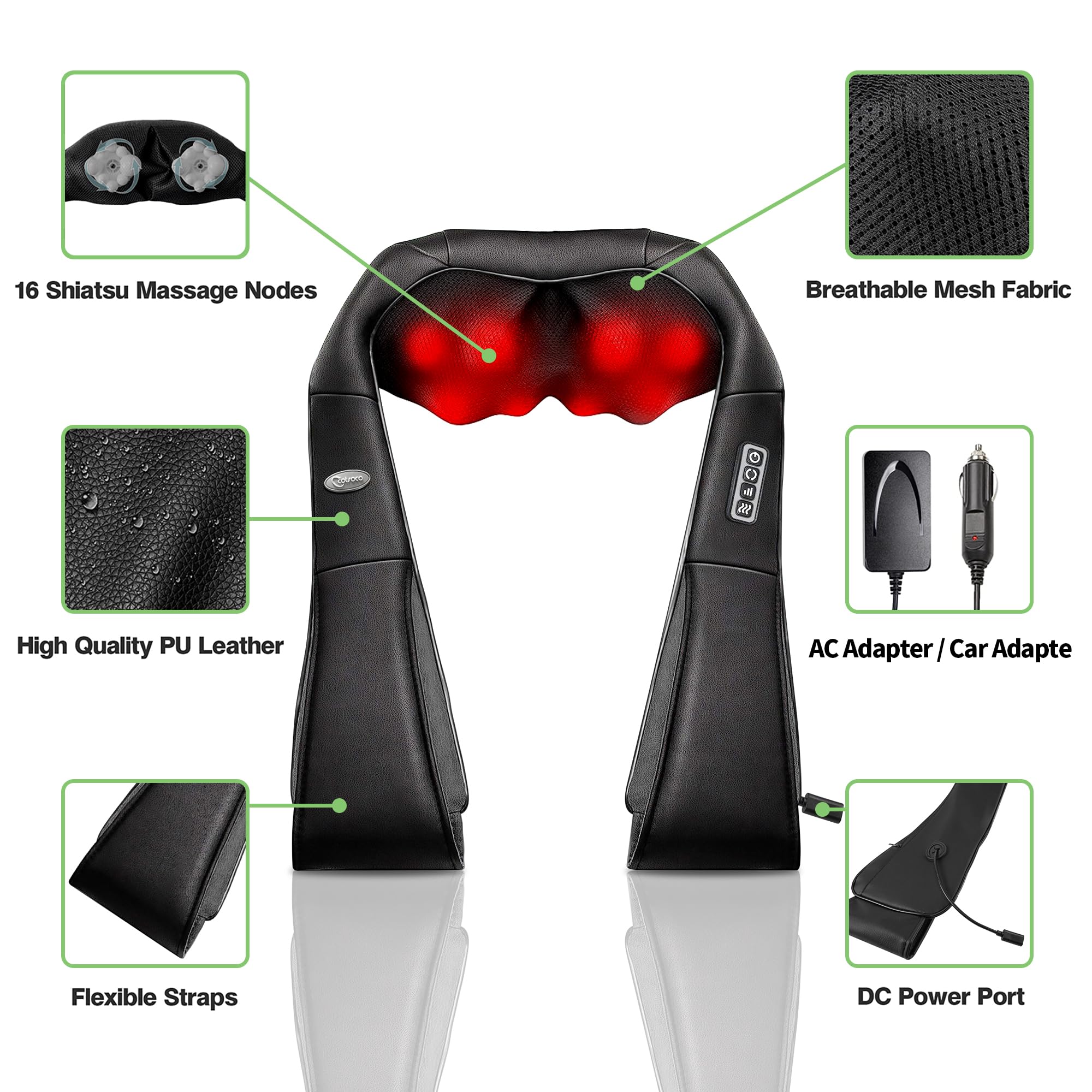 cotsoco Neck Massager,Shiatsu Shoulder and Back Massager with Heat, Electric Deep Tissue Massage Pillow for Body Muscle Pain Relief,Best Gifts Mom Dad Women Men,Home, Office Car Use