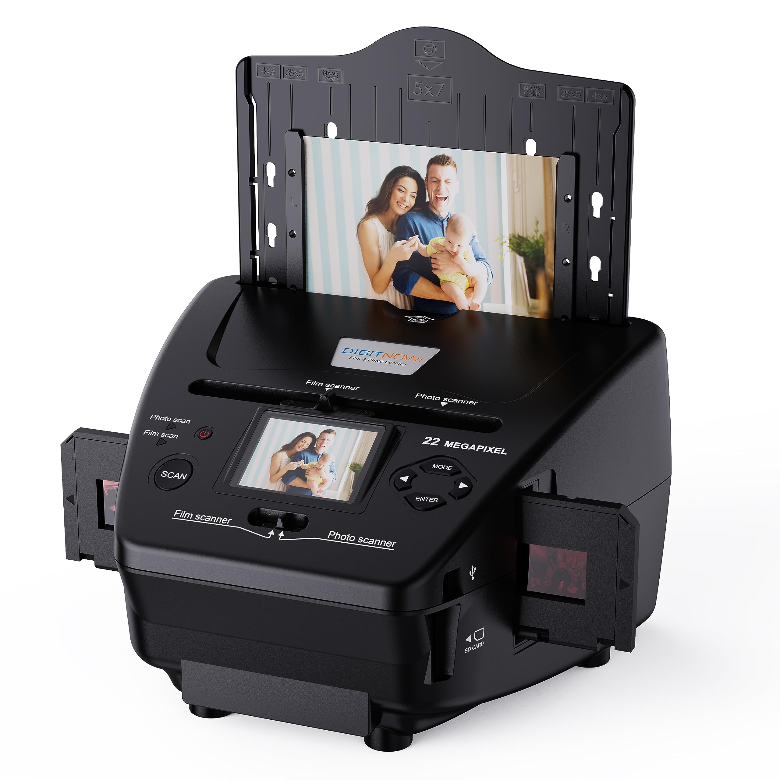 2.4"LCD Film & Photo Scanner with 22MP ,Support 35mm/135 Slides & Negatives Film, Photo, Black