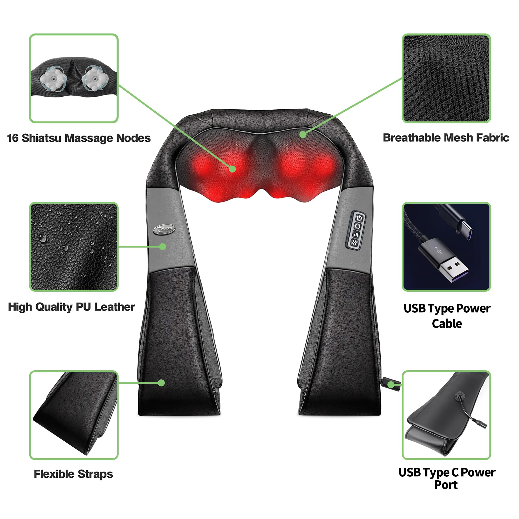 cotsoco Neck Massager, Shiatsu Neck and Back Massager with Heat for Pain Relief, Deep Tissue 3D Kneading Massage Pillow, Relaxation Gifts for Men and Women, Gifts for Dad, Elderly, Wife（Dark Gray）