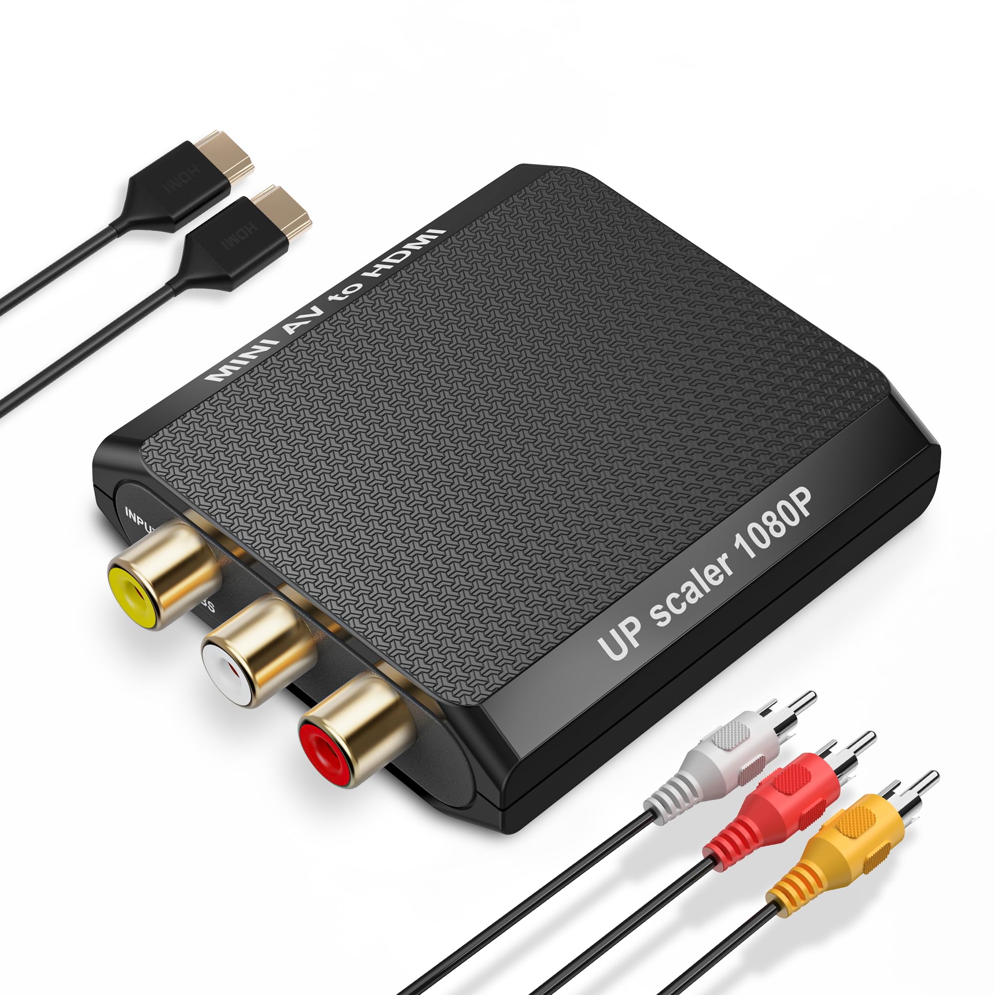 DigitPro RCA to HDMI Converter, 1080P AV to HDMI Converter, Mini Composite CVBS Analog Audio Video Adapter Connector with Cable for VCR/VHS/Xbox/PS3/STB/N64/Wii/TV/PC