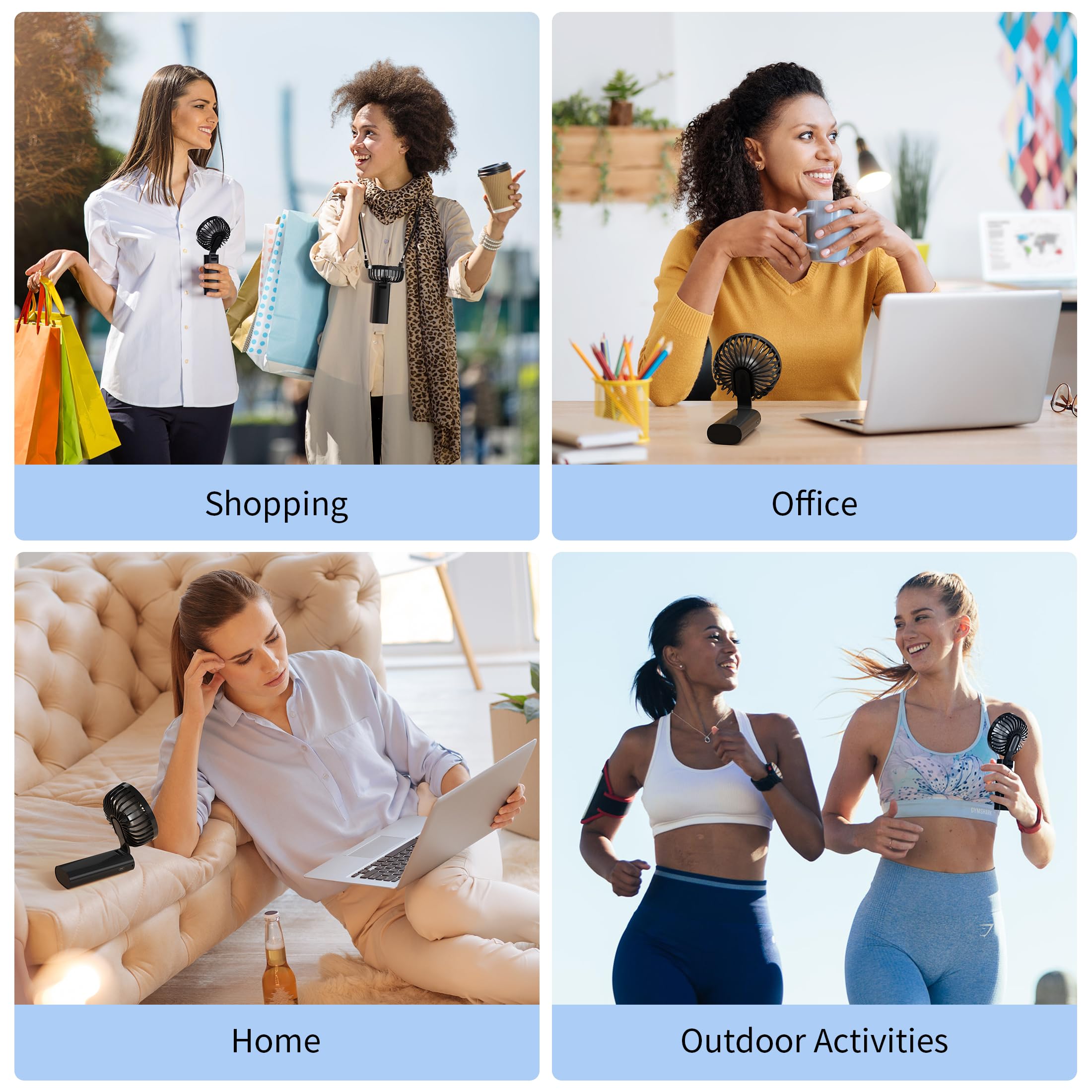 Portable Handheld Fan, USB Rechargeable Foldable Mini Personal Fan, 5200mAh, 180 Adjustable, 6 Speed Wind, 3 IN 1 Hand Cooling Desk Fan with LED Display for Home Office School Outdoor Travel, Black