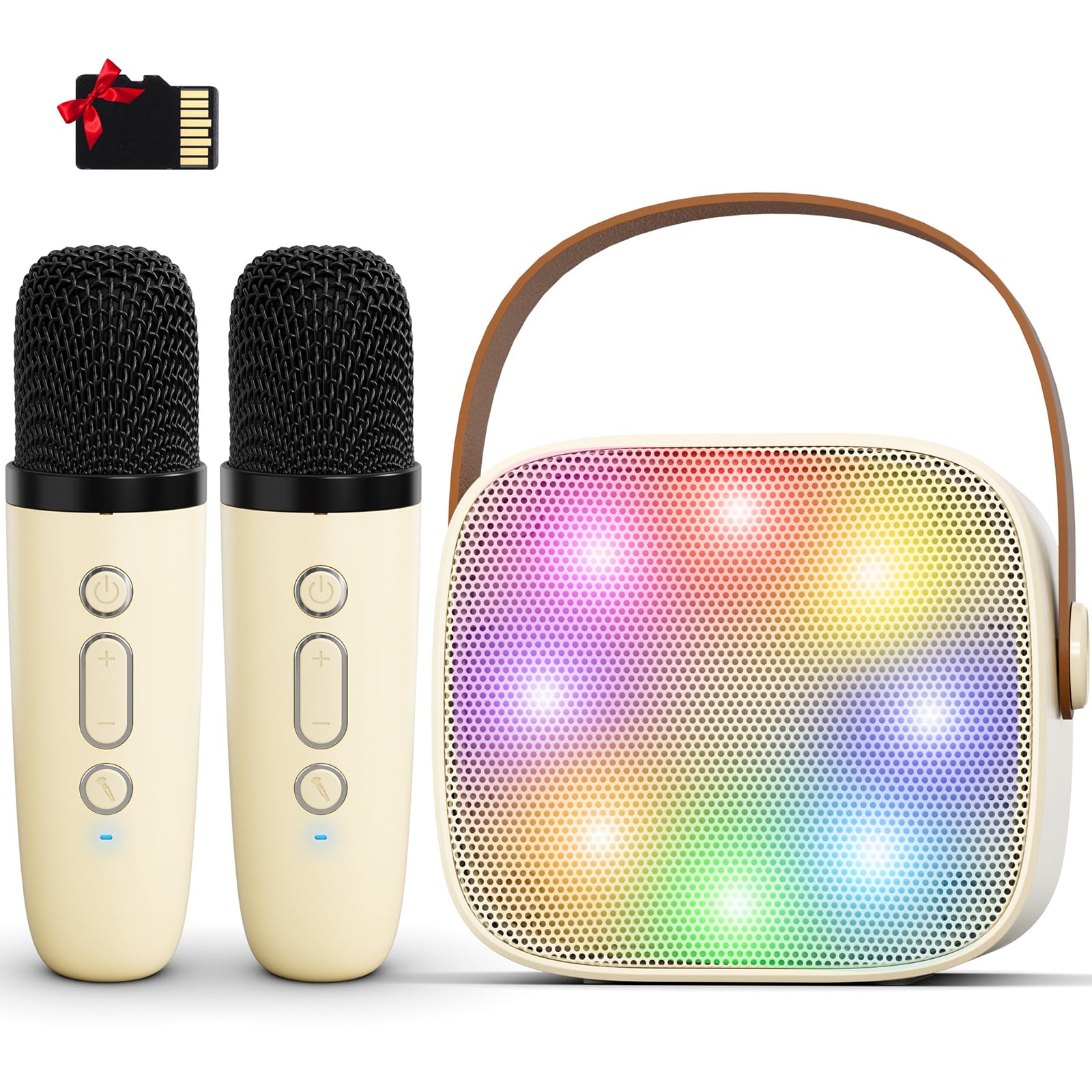 Wireless Portable Bluetooth Karaoke Machine for  Kids Adults（off-White)