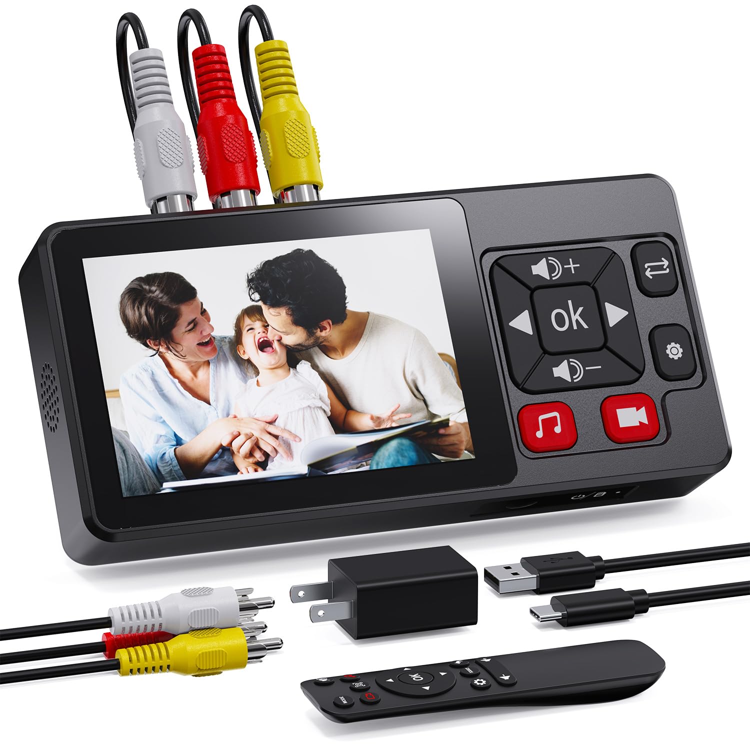 Video to Digital Converter 2.0, VHS to Digital Converter Recorder with Remote, Convert Record Video Audio from VHS, VCR, DVR, DVD, Hi8, Mini DV Players, Camcorder, Gaming Consoles(Players Needed)