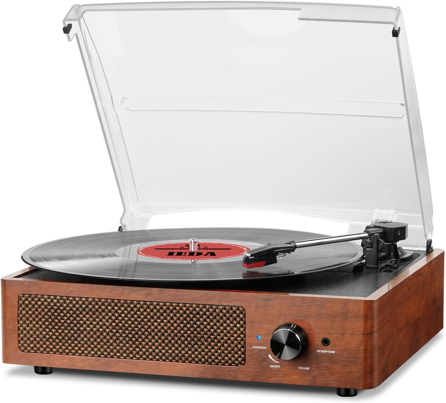 Vinyl Record Players Vintage Turntable for Vinyl Records with Speakers Belt-Driven Turntables Support 3-Speed, Bluetooth Wireless Playback, Headphone, AUX-in, RCA Line LP Vinyl Players(Orange)