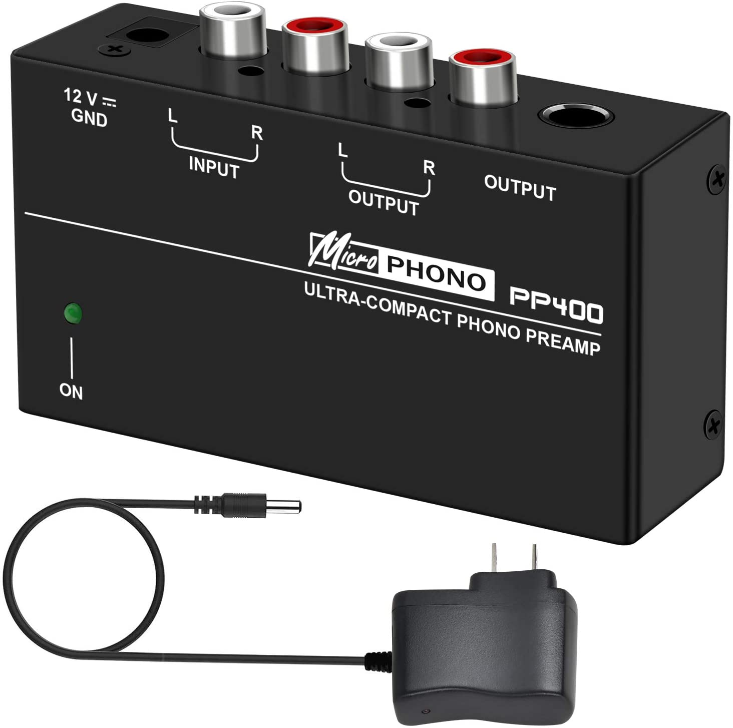 Rybozen Phono Turntable Preamp - Mini Electronic Audio Stereo Phonograph Preamplifier with RCA Input, RCA/TRS Output,Low Noise Operation,with 12 Volt DC Adapter (PP400)