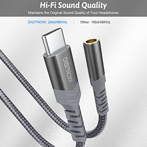 USB-C to 3.5mm Female Headphone Jack Adapter, USB Type C to AUX Audio Dongle Cable Cord Compatible with Samsung Galaxy S21 S20 Ultra S20+ Note 20 S10,iPad Pro,Pixel 4 3 2 XL and More (Grey)