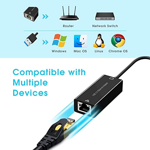 Ethernet Adapter USB 2.0 to Network RJ45 LAN Wired Adapter Compatible for 10/100 Mbps Windows