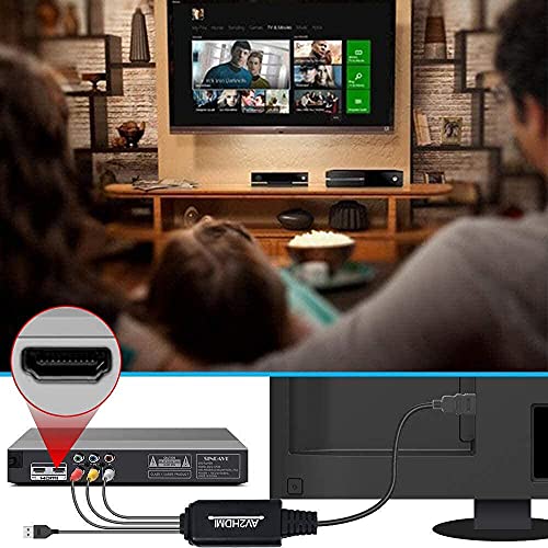 RCA to HDMI Converter, AV to HDMI cable, 3 RCA CVBS Composite to 1080P HDMI AV Adapter Supporting PAL NTSC for PC, Laptop, TV, STB, VHS, VCR Camera, DVD Etc