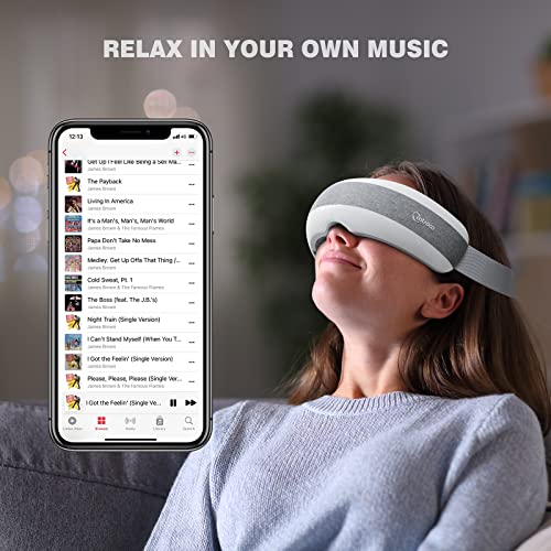 Eye Massager with Heat Vibration,Rechargeable Bluetooth Music Sleep Masks for Relax Migraines,Reduce Eye Bags Dark Circles Eye Strain Dry Eyes Improve Sleep