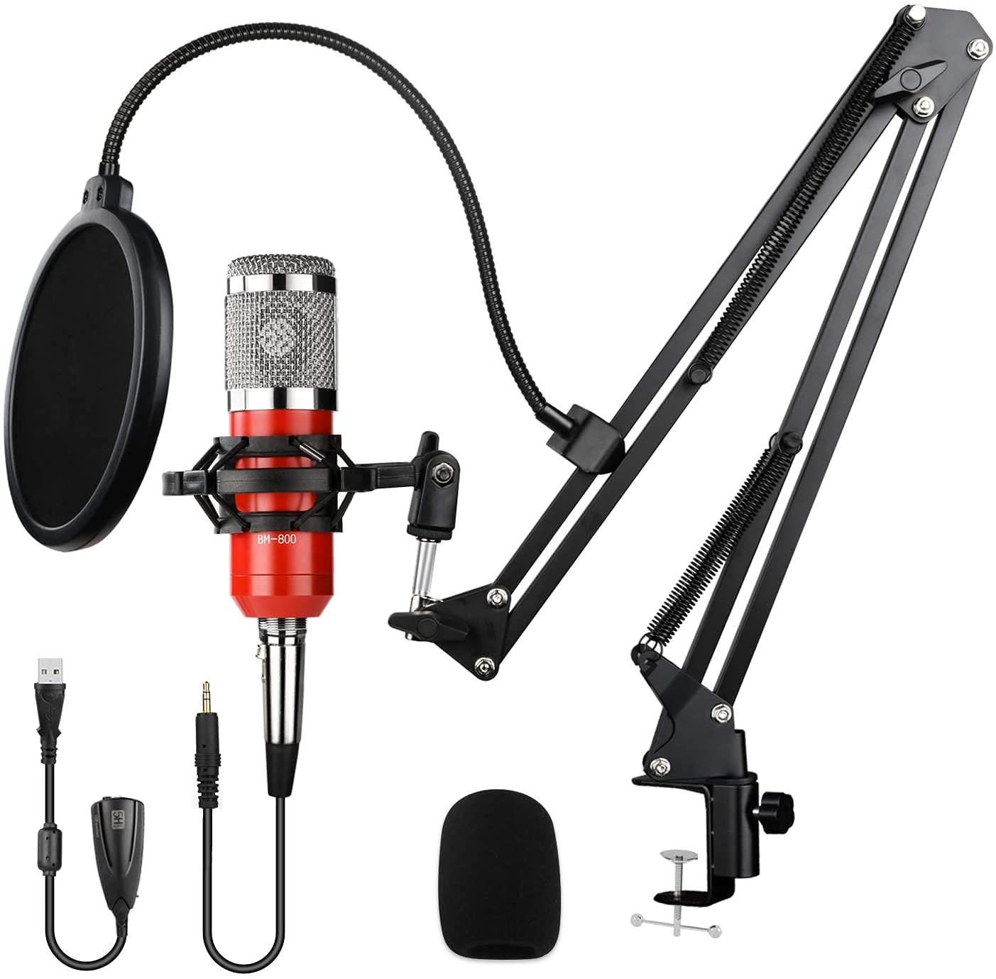 DIGITNOW Condenser Microphone Bundle Kit,Computer PC Cardioid Studio Mic Set with Mic Suspension Scissor Arm, Stand Shock Mount & Pop Filter for Instruments Voice Overs Recording & Broadcasting
