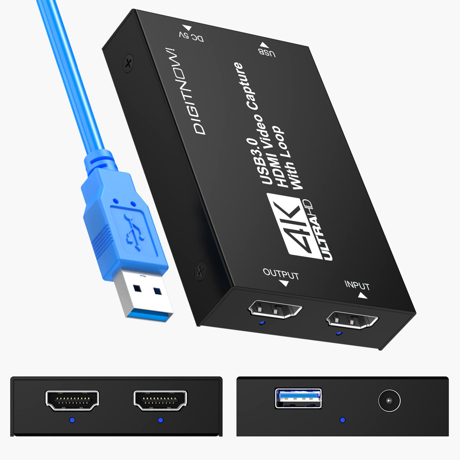 Video Capture Card USB 3.0 4K HDMI Video Capture Card Device 1080P@60Hz  Capture Card via OBS Connect DSLR Camcorder for Live Broadcast Gaming