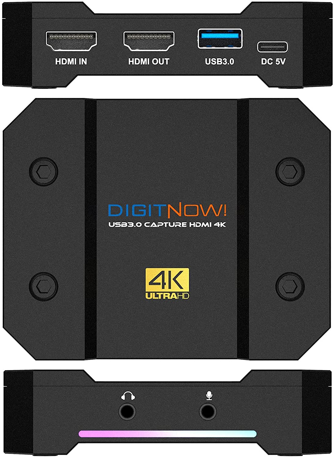 DIGITNOW USB Video Capture Card 4k/60Hz HDR10 Zero-Lag Passthrough, Ultra-Low Latency, Full HD Video Recording for PS5, PS4/Pro, Xbox Series X/S, Xbox One X/S, Real USB3.0