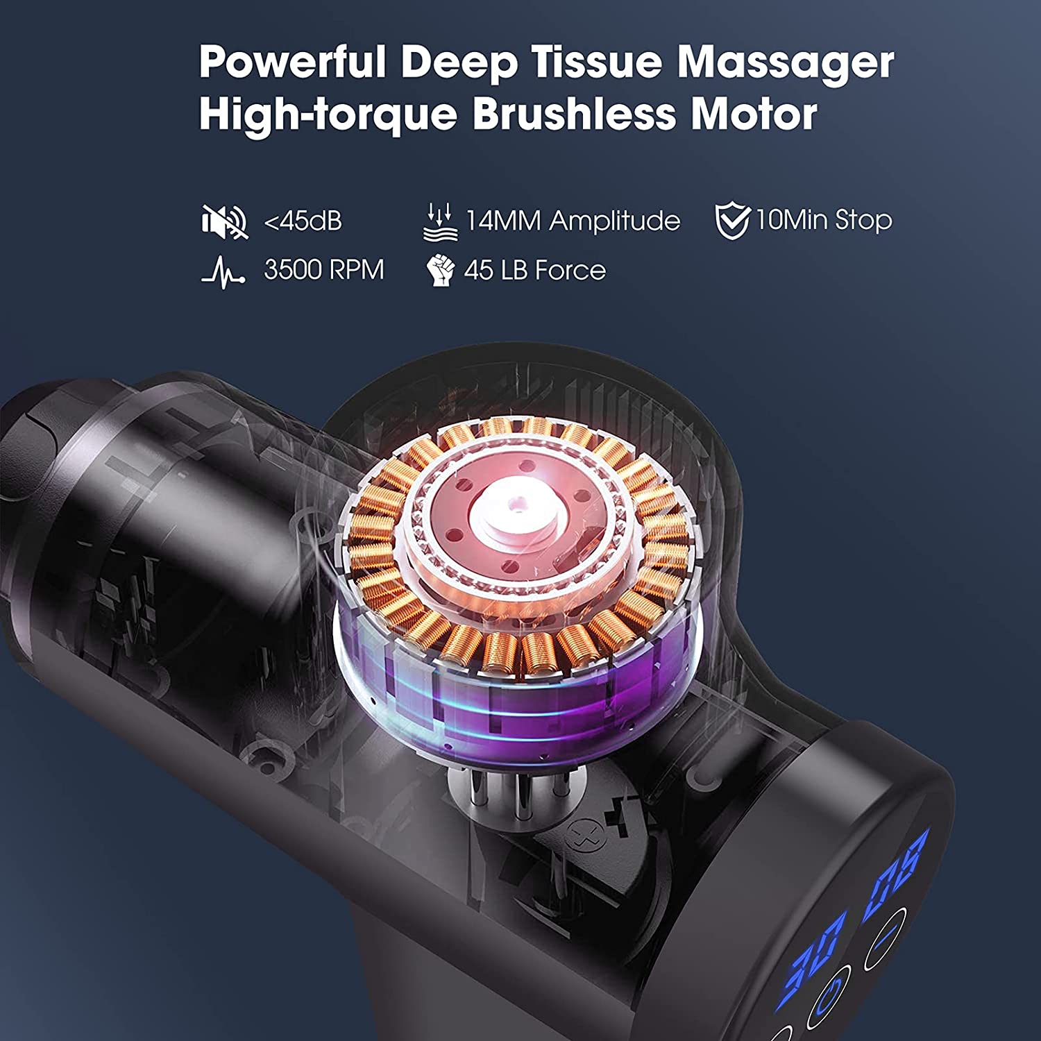 Cotsoco Massage Gun for Athletes, Professional Deep Tissue Massage Gun for Pain Relief Super Quiet Electric Massager with 10 Massage Heads and 30 Speeds Muscle Vibration Massager