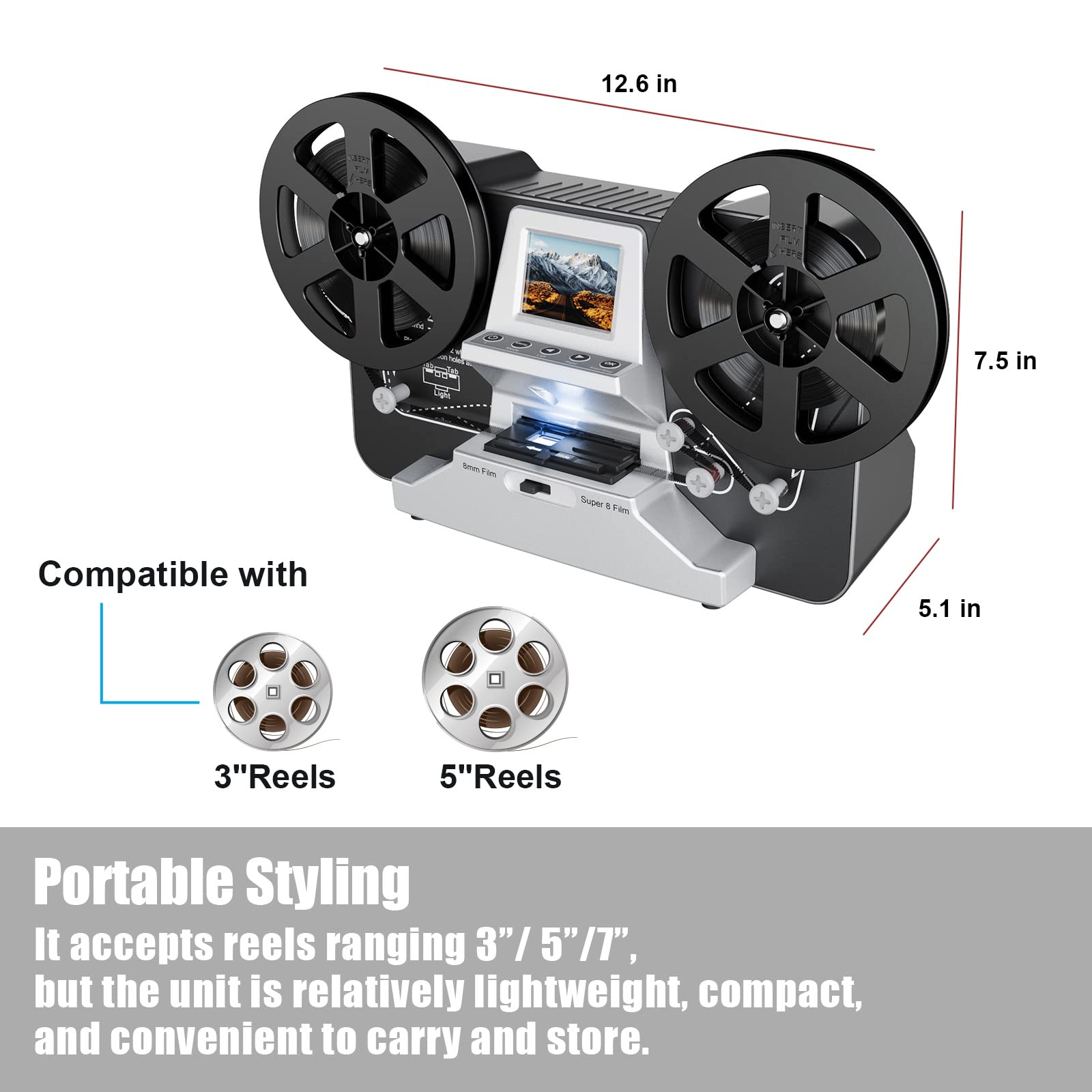 super 8 and 8mm roll film scanner , digital film converter for 7