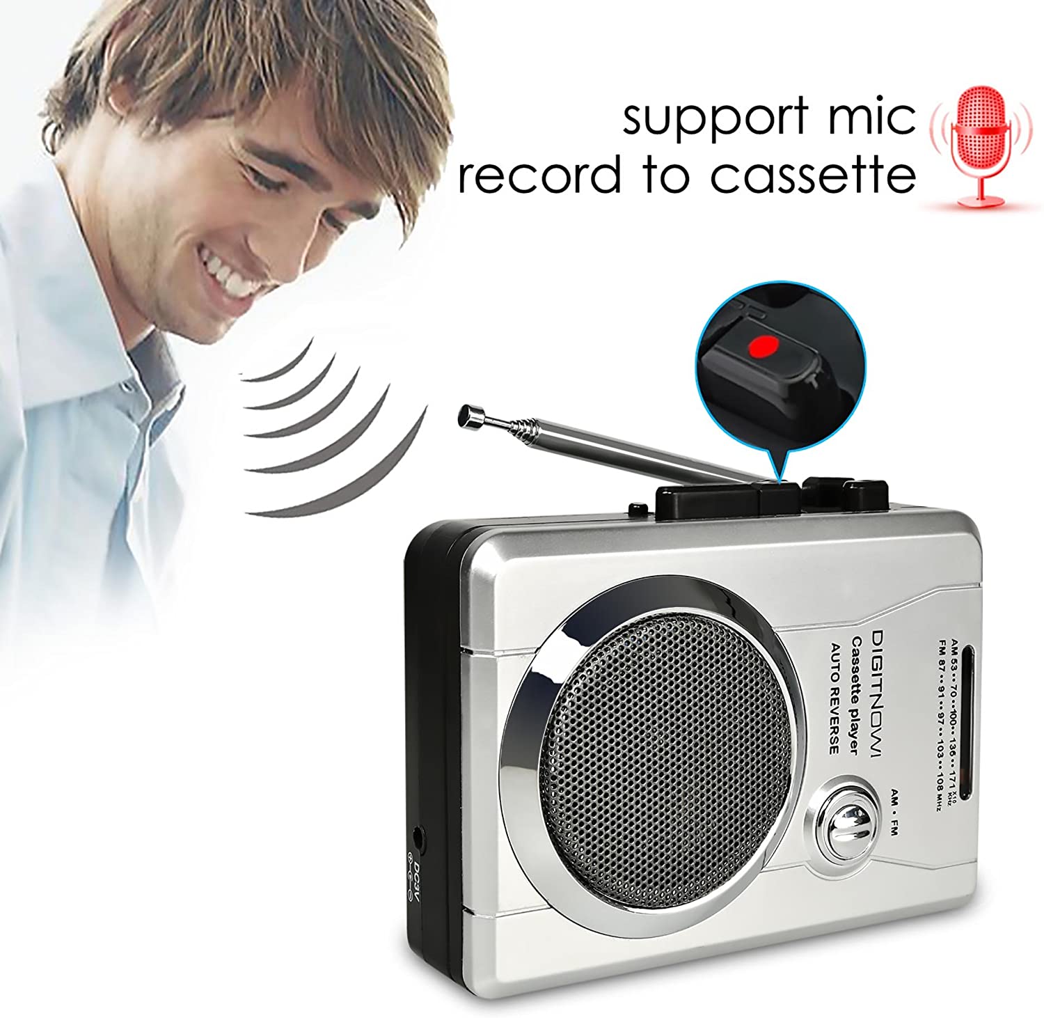 DIGITNOW Cassette Player Recorder AM/FM Pocket Radio and Voice Audio P