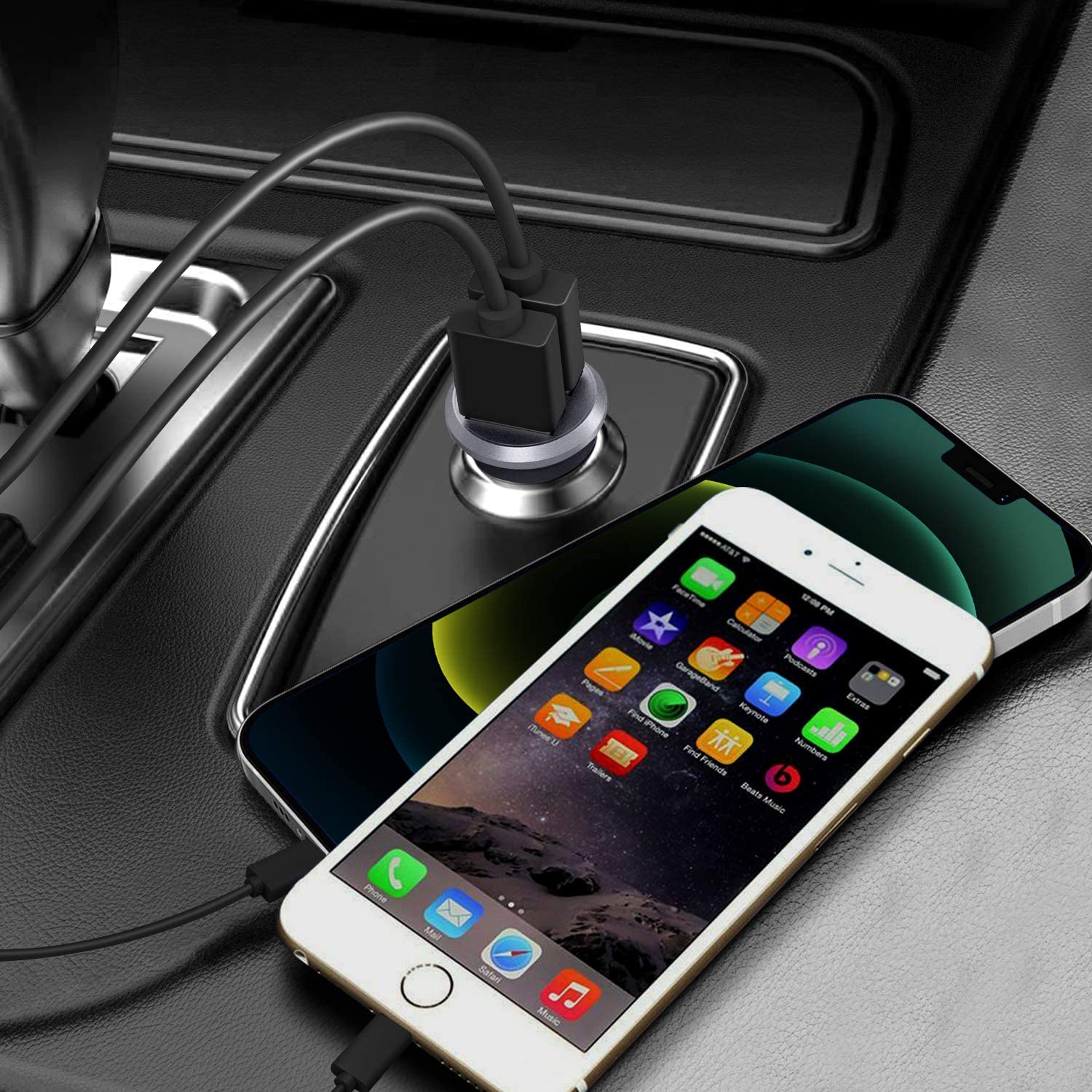 Rybozen Car Charger, Mini 4.8A All Metal USB Car Charger, PowerDrive 2 Alloy Flush Fit Car Charger Adapter Dual Port Charging,for iPhone 12/11 pro/XR/x/7/6s, iPad Air 2/Mini 3, Note 9/Galaxy S10/S9/S8