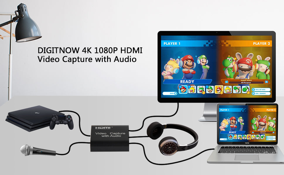 DIGITNOW Audio Video HDMI Capture Card with Loop Out, USB 2.0 4K HD 1080P 60FPS HDMI Video Game Capture Card for Live Streaming for PS3/ PS4 /Xbox One/DSLR/Camcorders/Action Cam