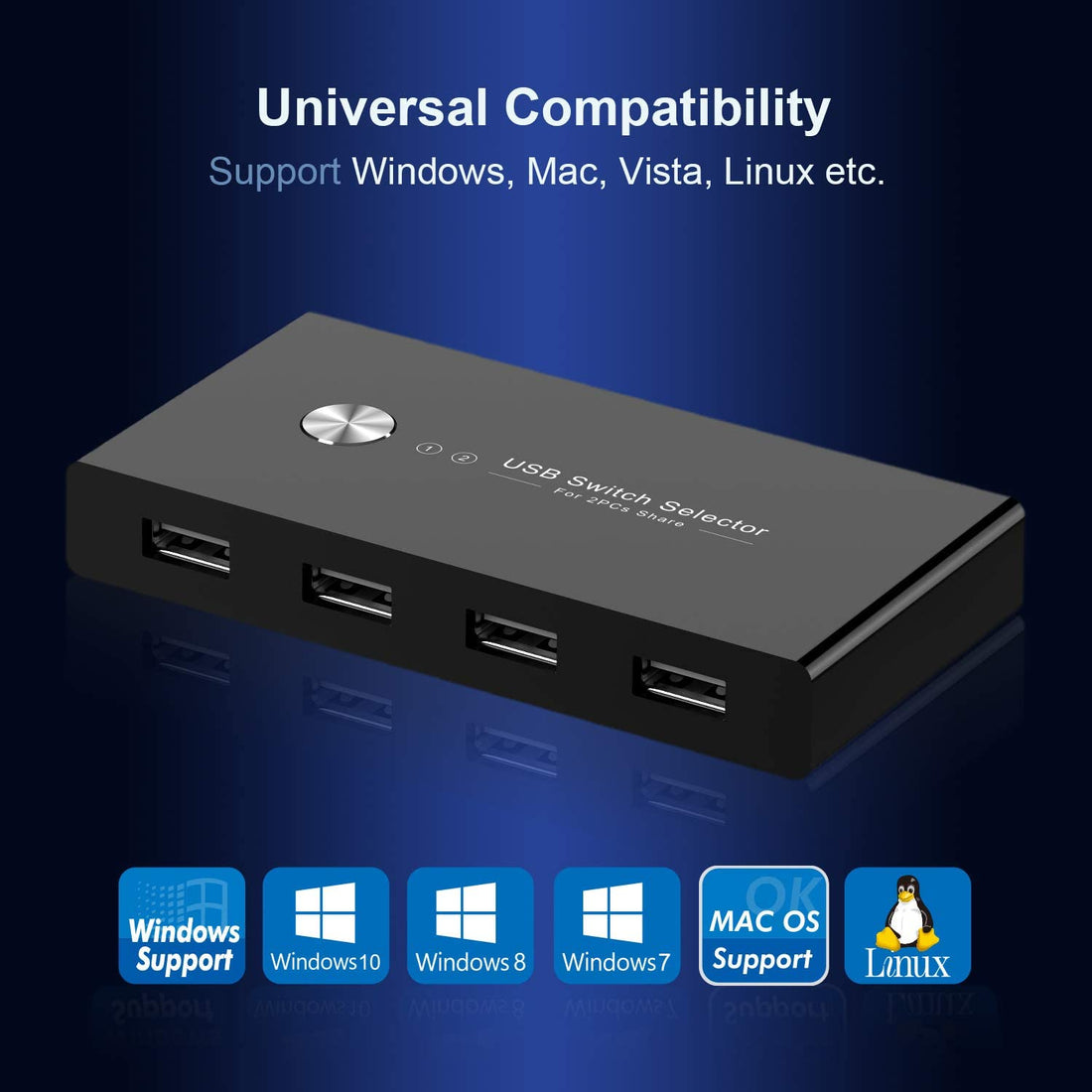Switch 2 Usb USB Switch Selector, USB 2.0 Switcher for 2 PC Sharing 4 USB Devices